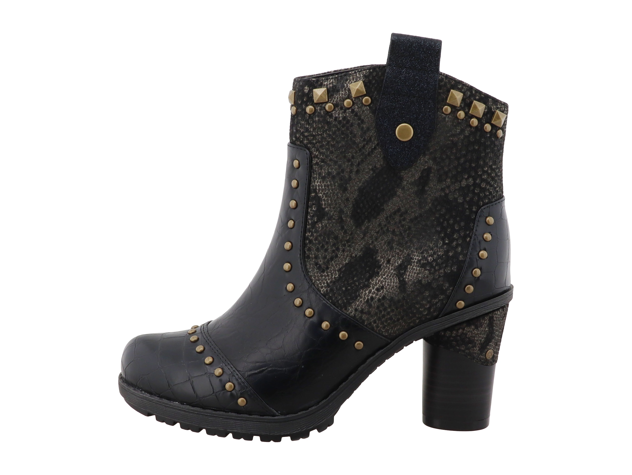 Mustang Shoes Stiefelette »Stiefel«  Blockabsatz, Ankleboots mit vielen Nieten besetzt