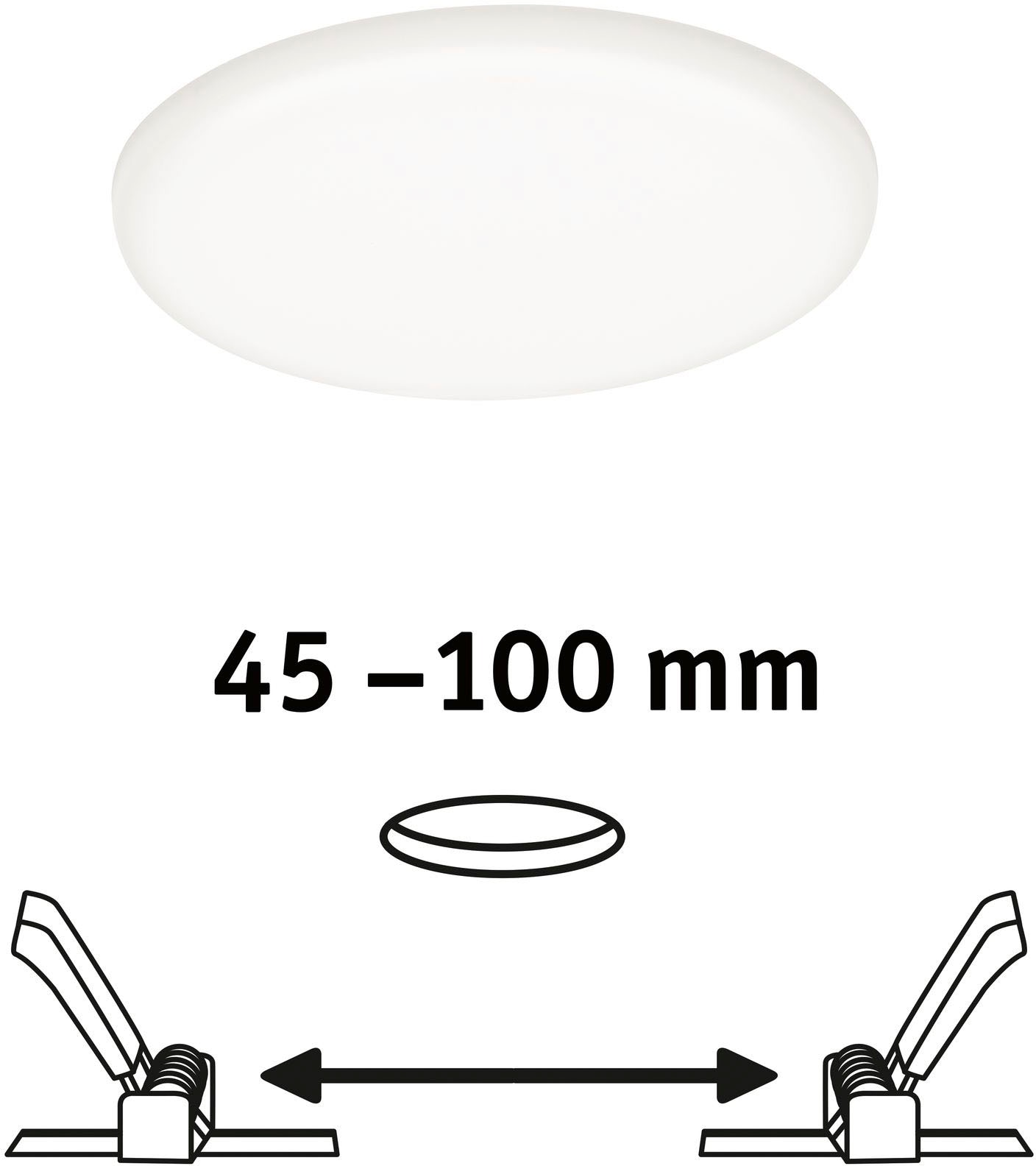 Paulmann LED Einbauleuchte »LED Einbaupanel Veluna VariFit IP44 rund 125mm 8 ,5W 4.000K Satin«, 1 flammig-flammig, LED Einbaupanel Veluna VariFit IP44  rund 125mm 8,5W 4.000K Satin | BAUR