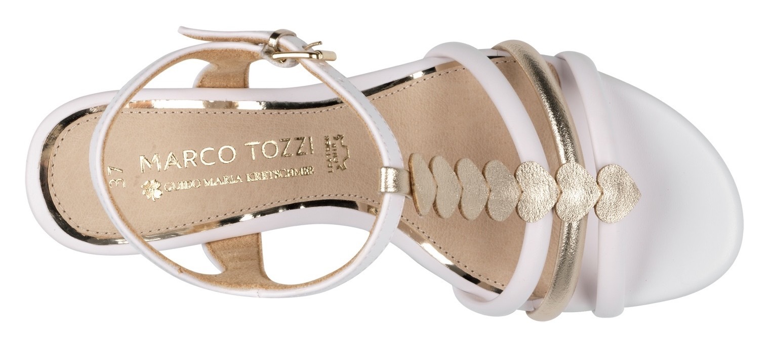 MARCO TOZZI by GMK Sandalette, Blockabsatz, Riemchensandale, Sommerschuh mit glänzenen Herzchen