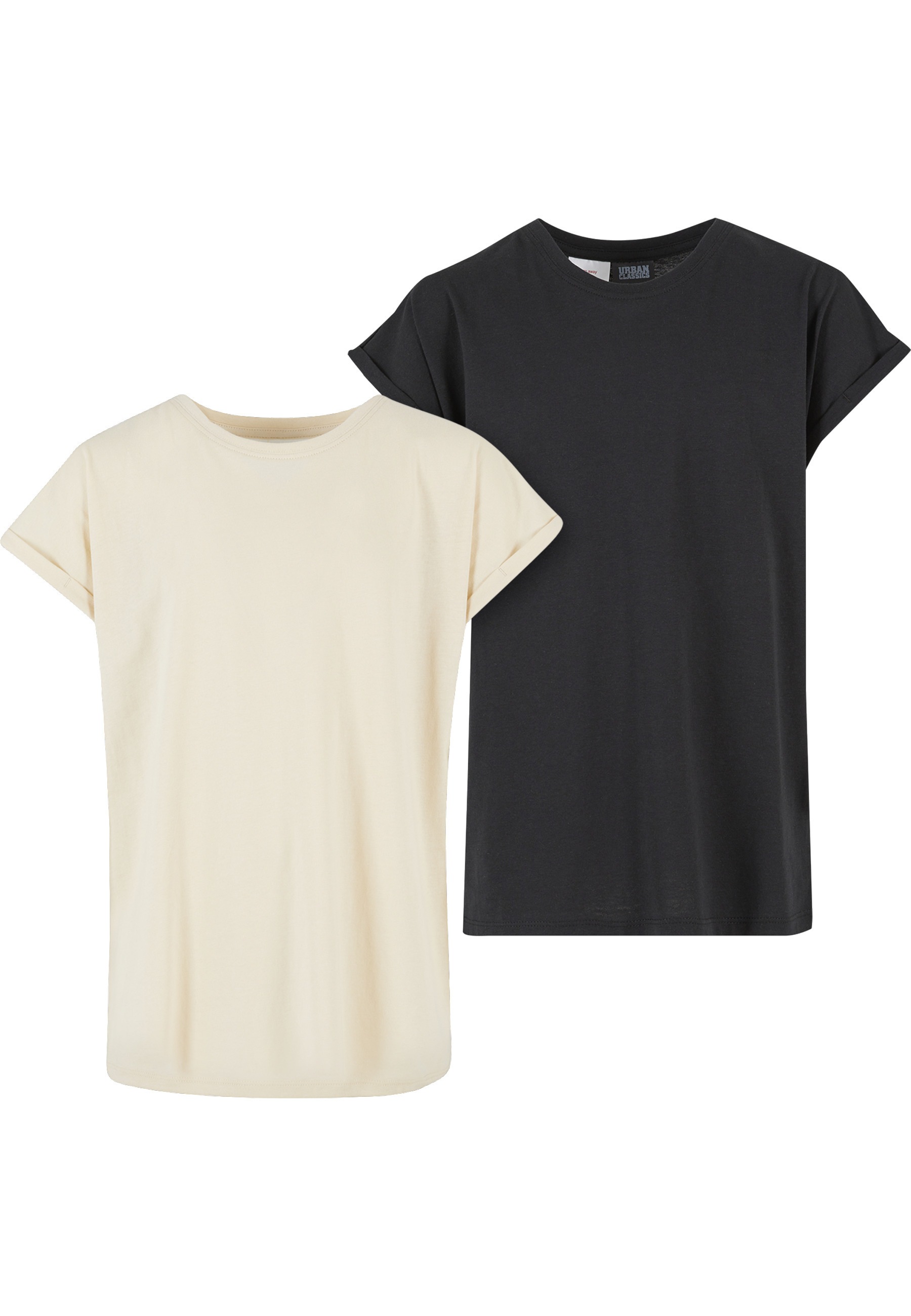 URBAN CLASSICS T-Shirt "Urban Classics Damen Girls Extended Shoulder Tee 2-Pack" 1 Stk.