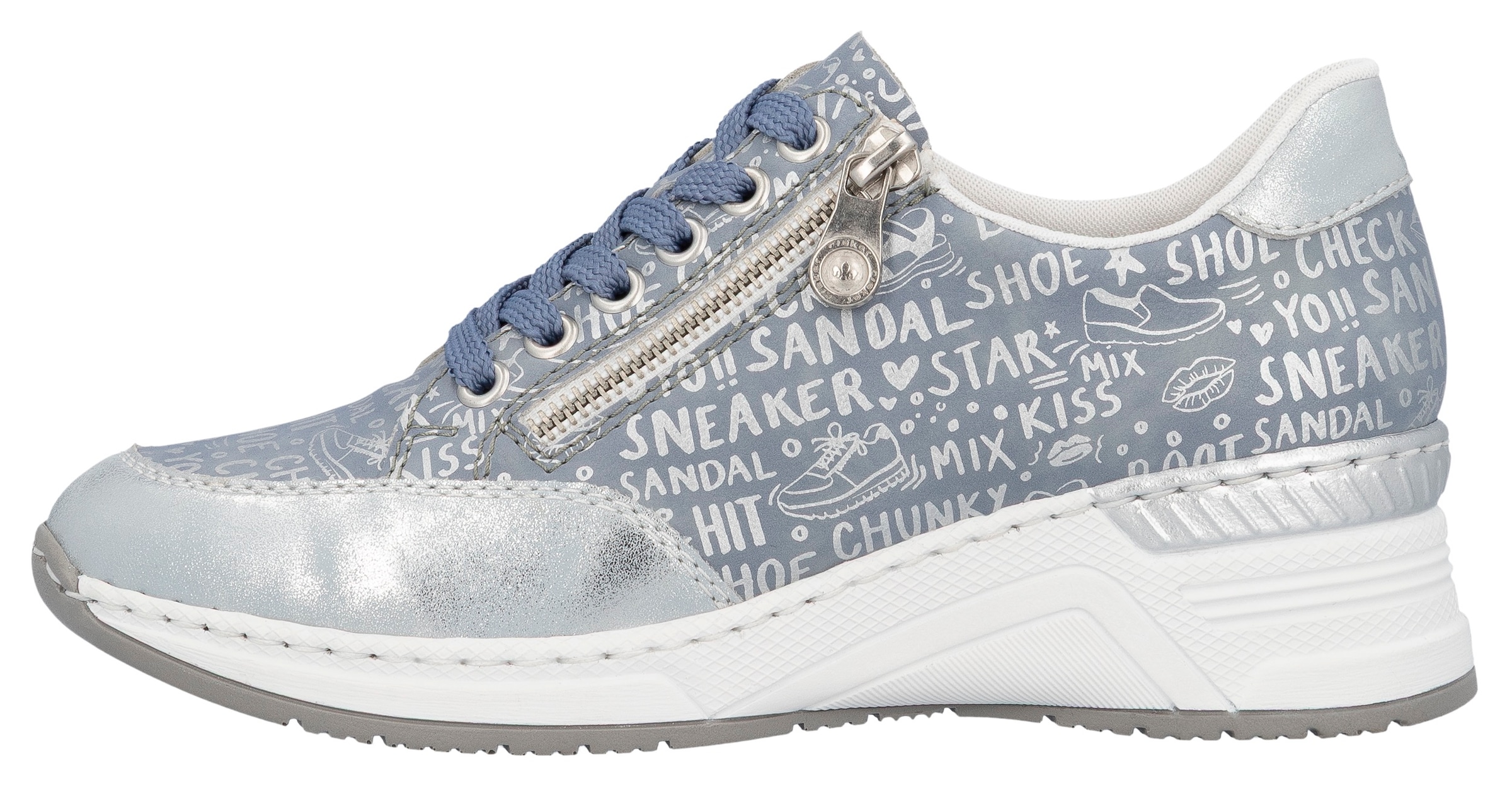 Rieker Sneaker  mit Lettern bedruckt, Freizeitschuh, Halbschuh, Schnürschuh