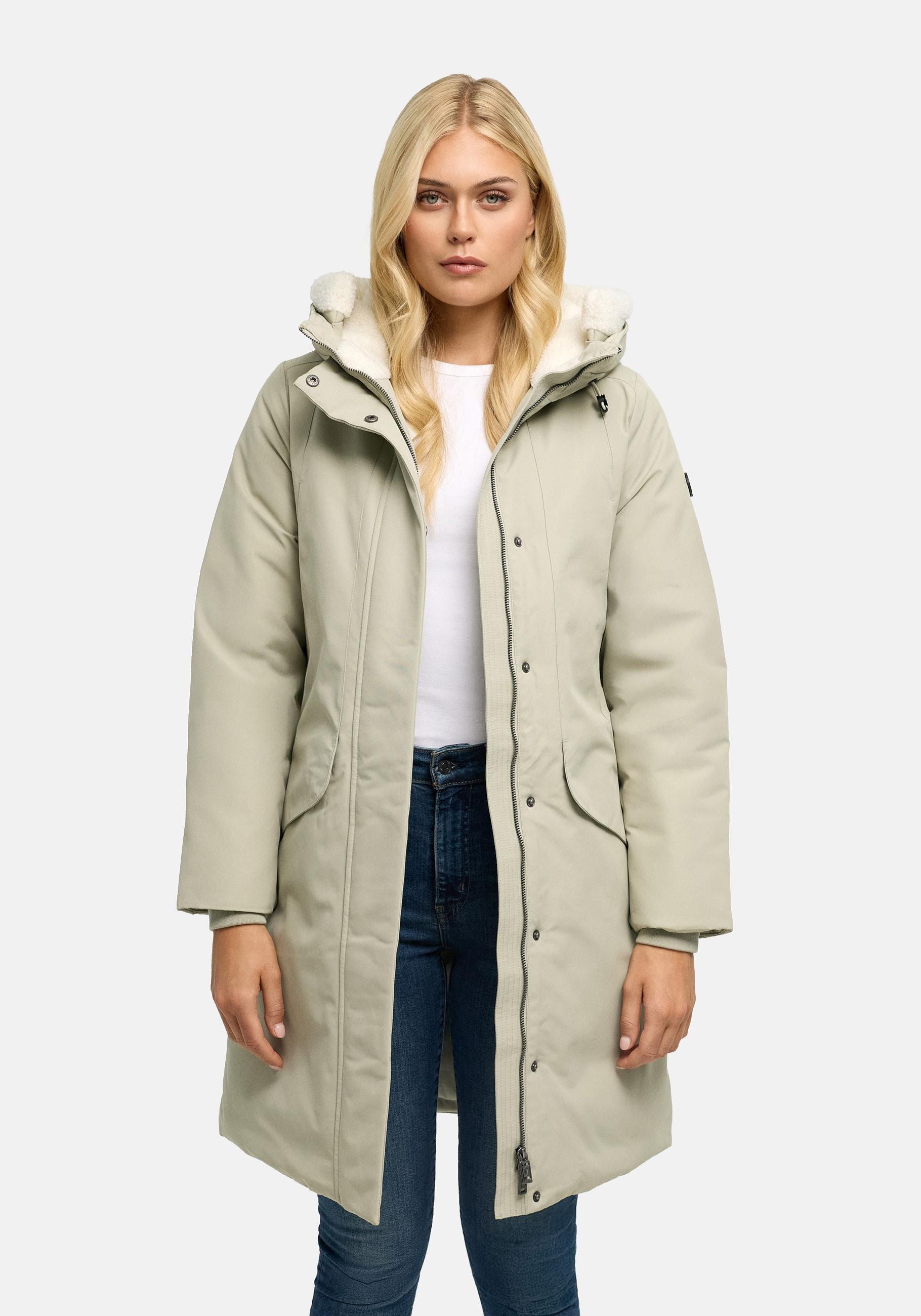Navahoo Wintermantel "Bibber-Beauty 14" Warmer Damen Parka mit Tailenzugband