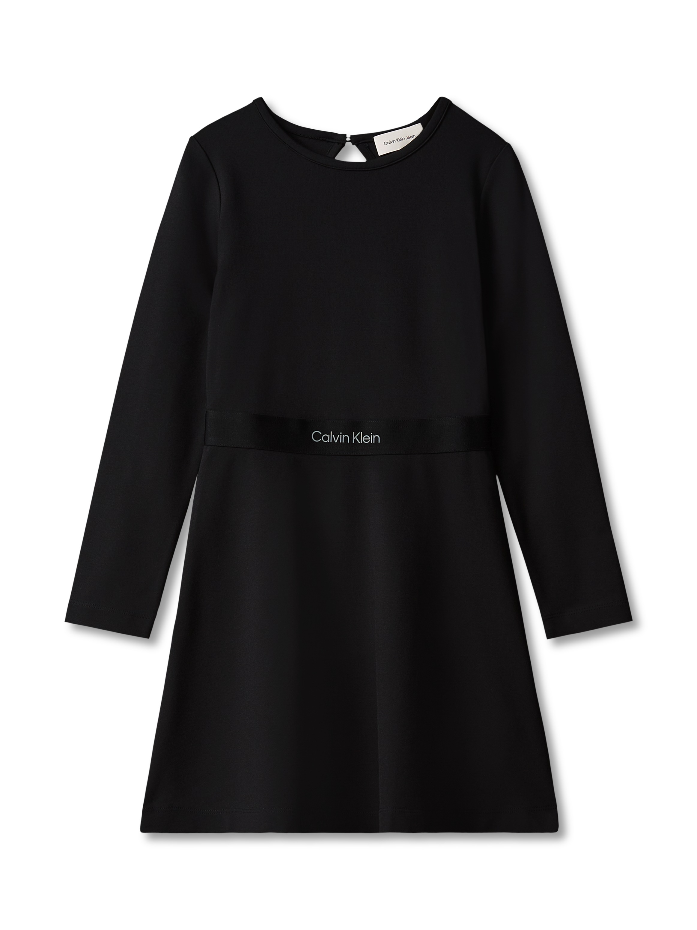 Calvin Klein Jeans Midikleid »LOGO TAPE PUNTO LS DRESS« Ohne Tasche Regular fit, Logoschriftzug