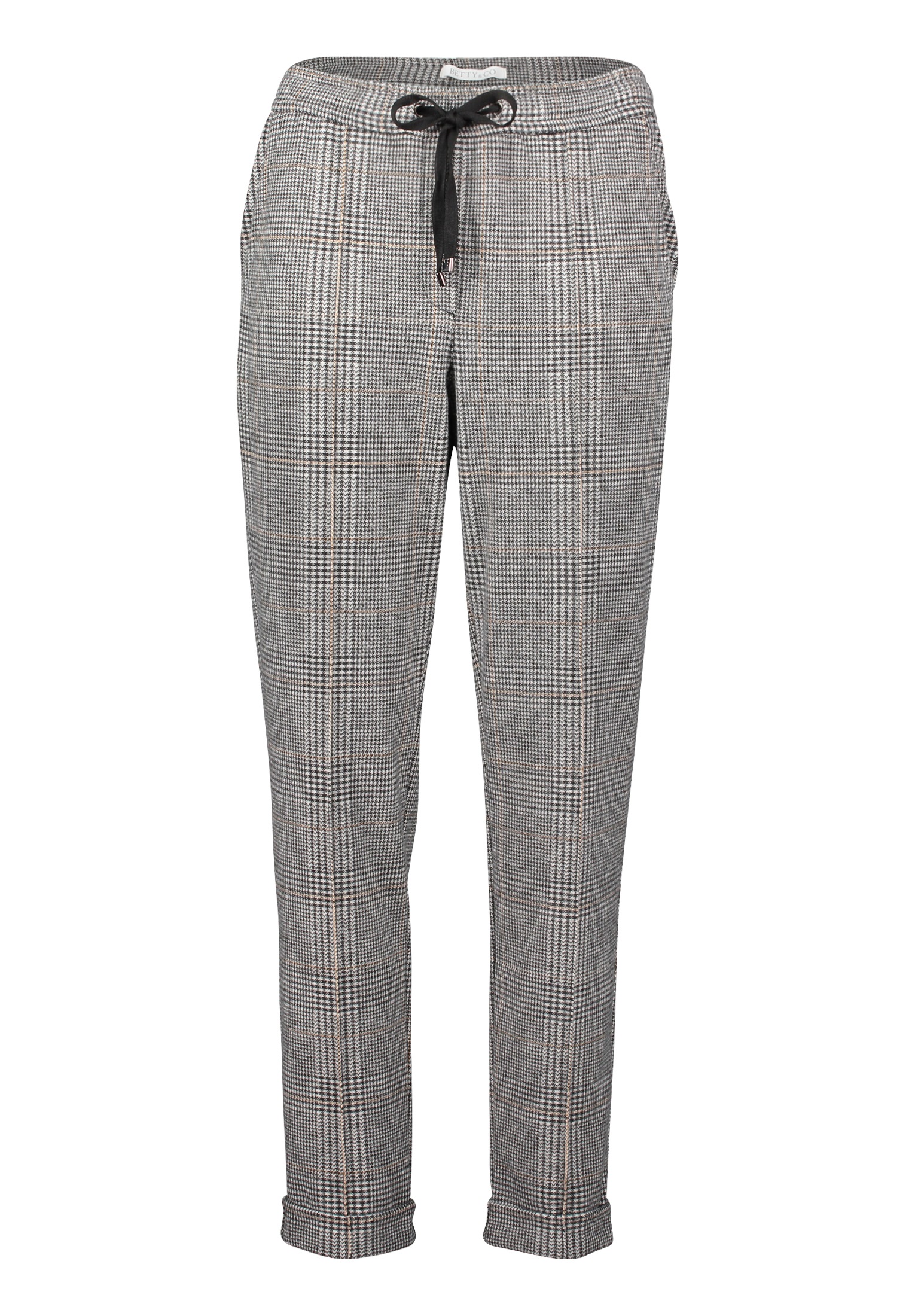 Betty&Co Bundfaltenhose »Betty & Co Damen Karo-Hose mit Bindegürtel«