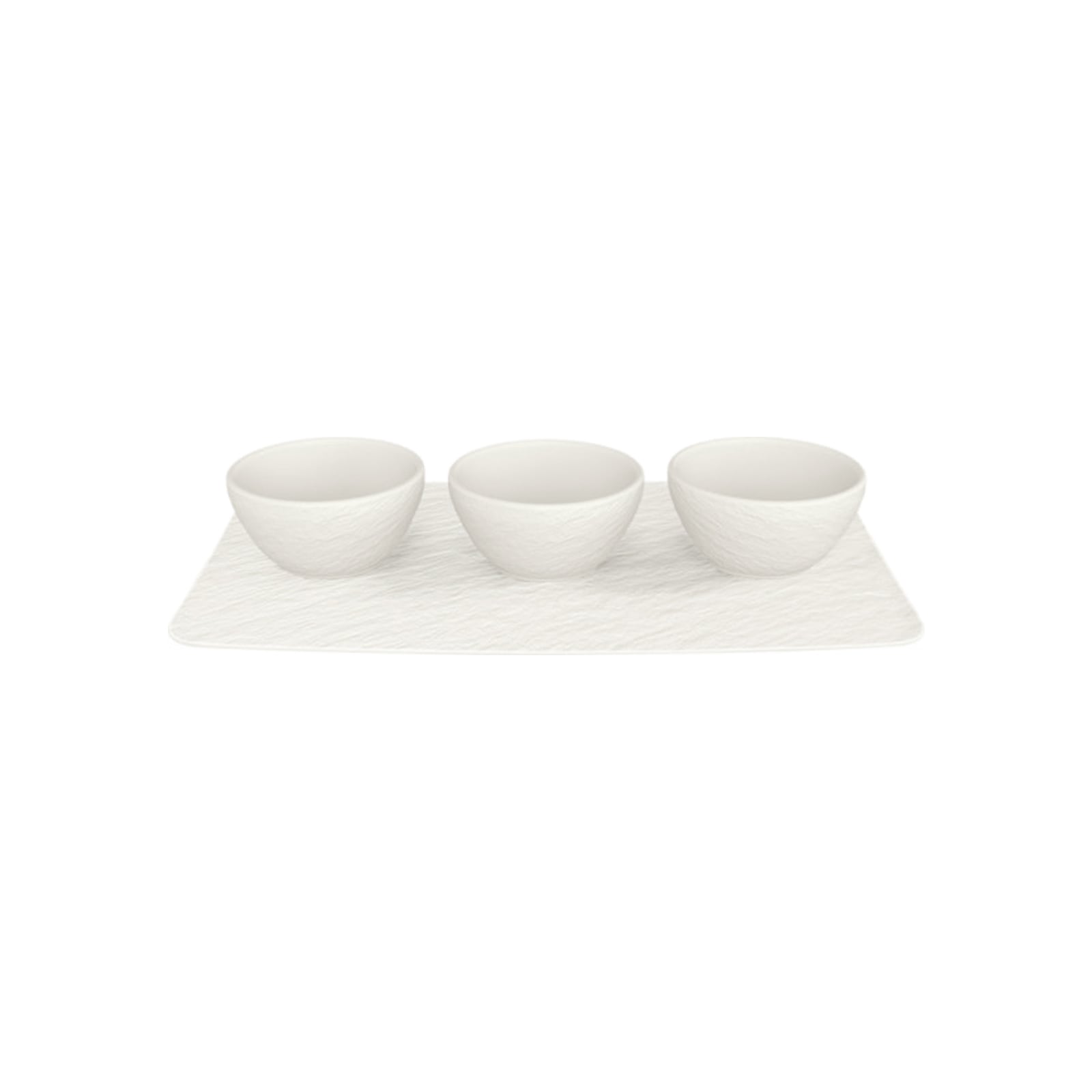 Dipschale VILLEROY & BOCH "Dipschälchen-Set Manufacture Rock 3er Set weiß", weiß, L:28cm, Schüsseln, Dipschale