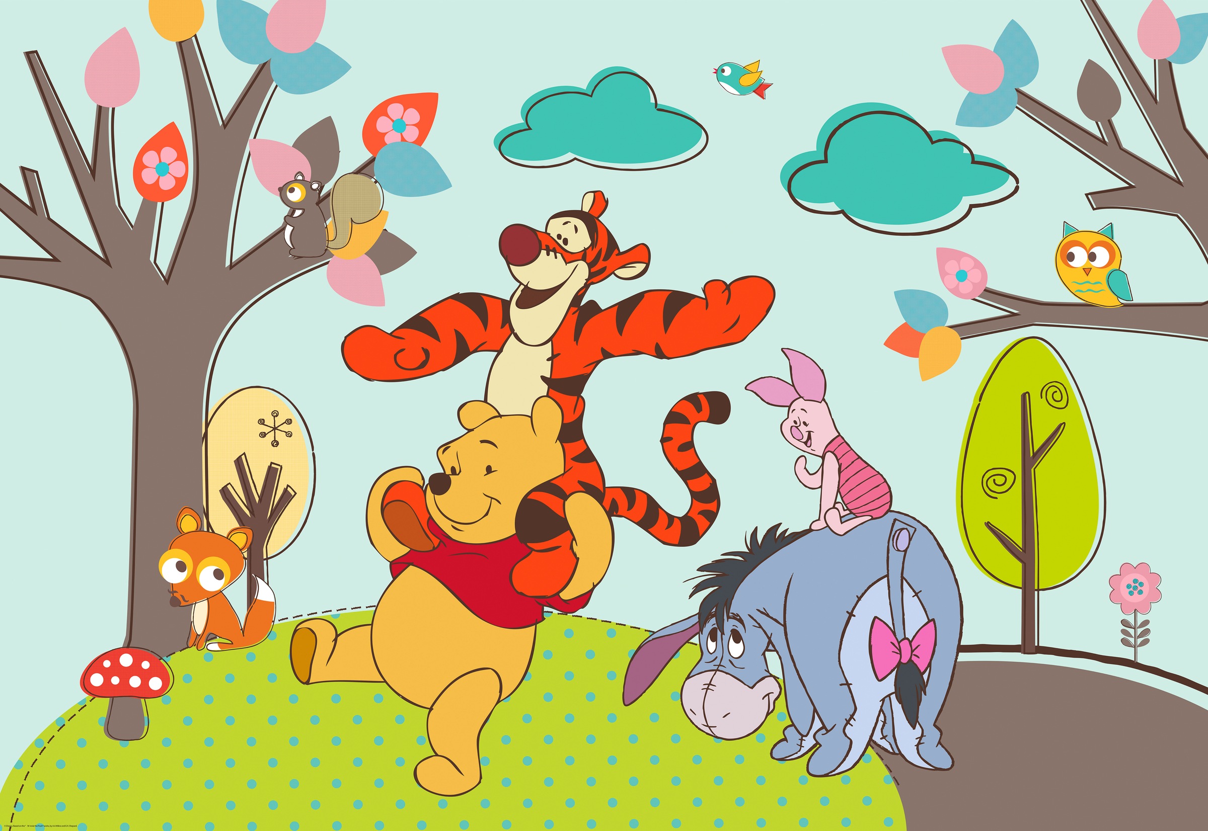 Art for the home Fototapete »Winnie the Pooh Mural«, Disney, 190 cm Länge