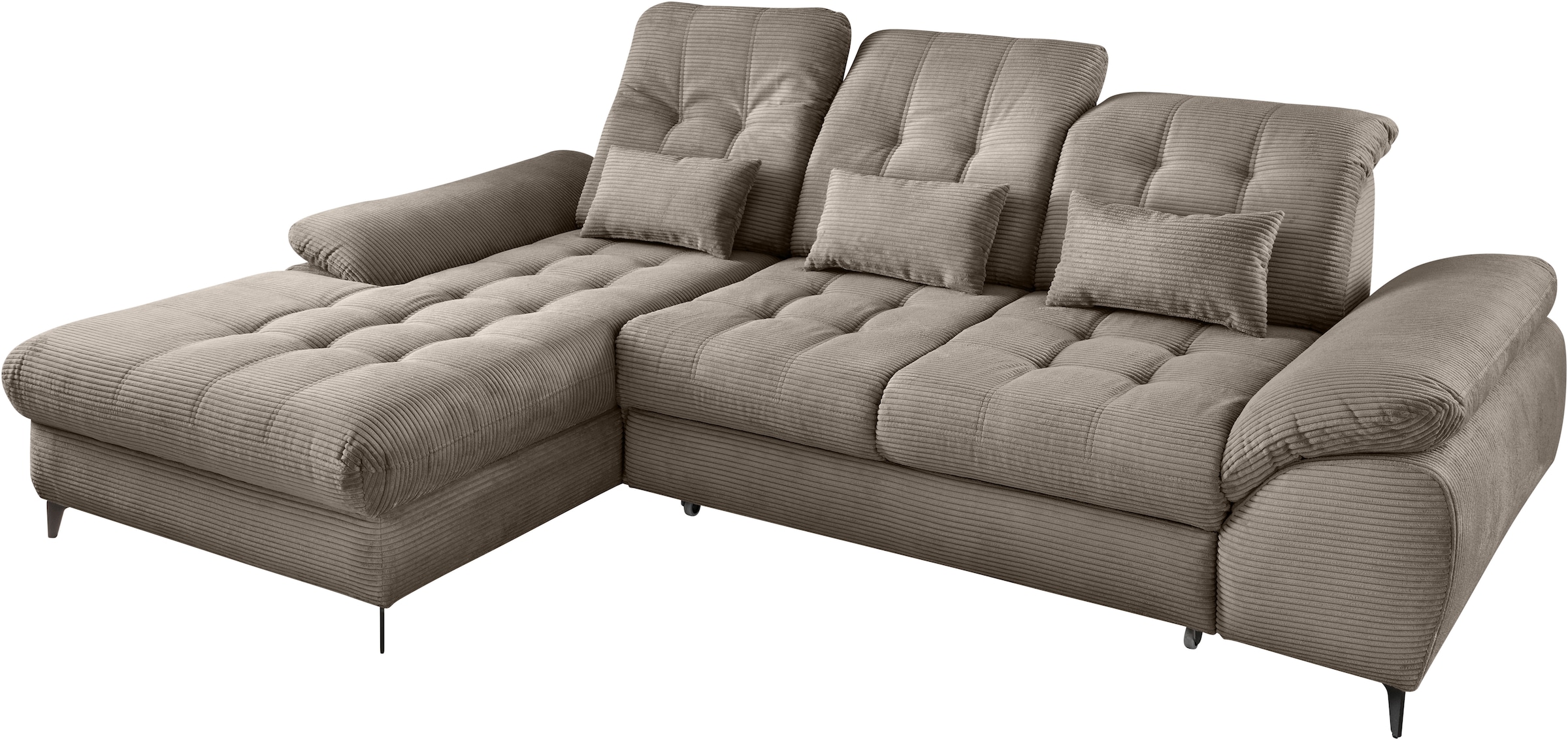 Home affaire Ecksofa »Lazio modern und bequem, schmale Armlehnen, tolle Detailverarbeitung« zwei verschiedene Fußfarben wählbar