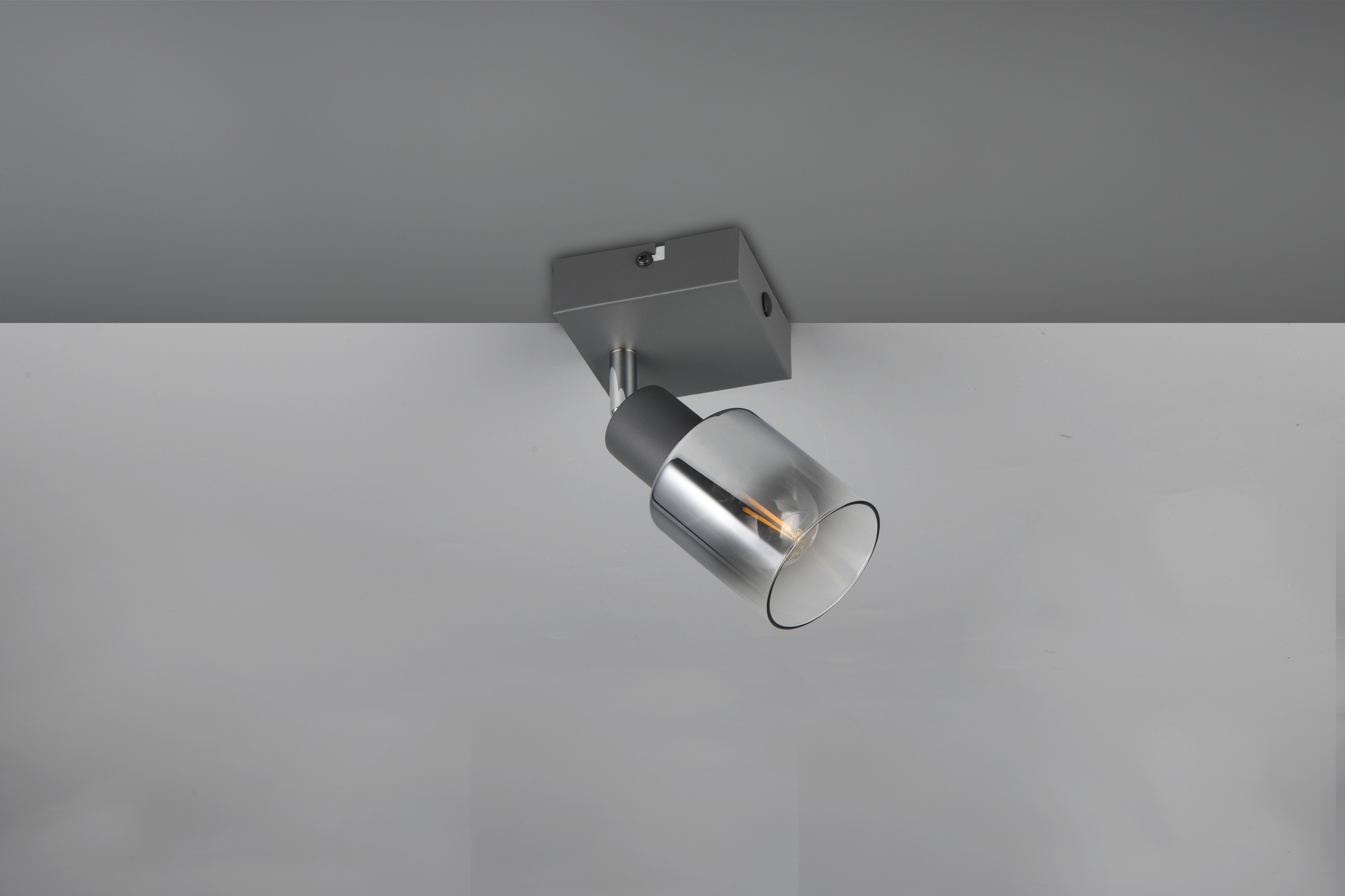 REALITY Leuchten Deckenstrahler »CADIZ, Spot 1-flammig, exkl 1xE14 max 10W, Glas anthrazit, verspiegelt«, 1 flammig, Leuchtmittel E14 | Leuchtmittel wechselbar, verstellbarer Spot als Wandstrahler oder Deckenstrahler mit Glasschirm