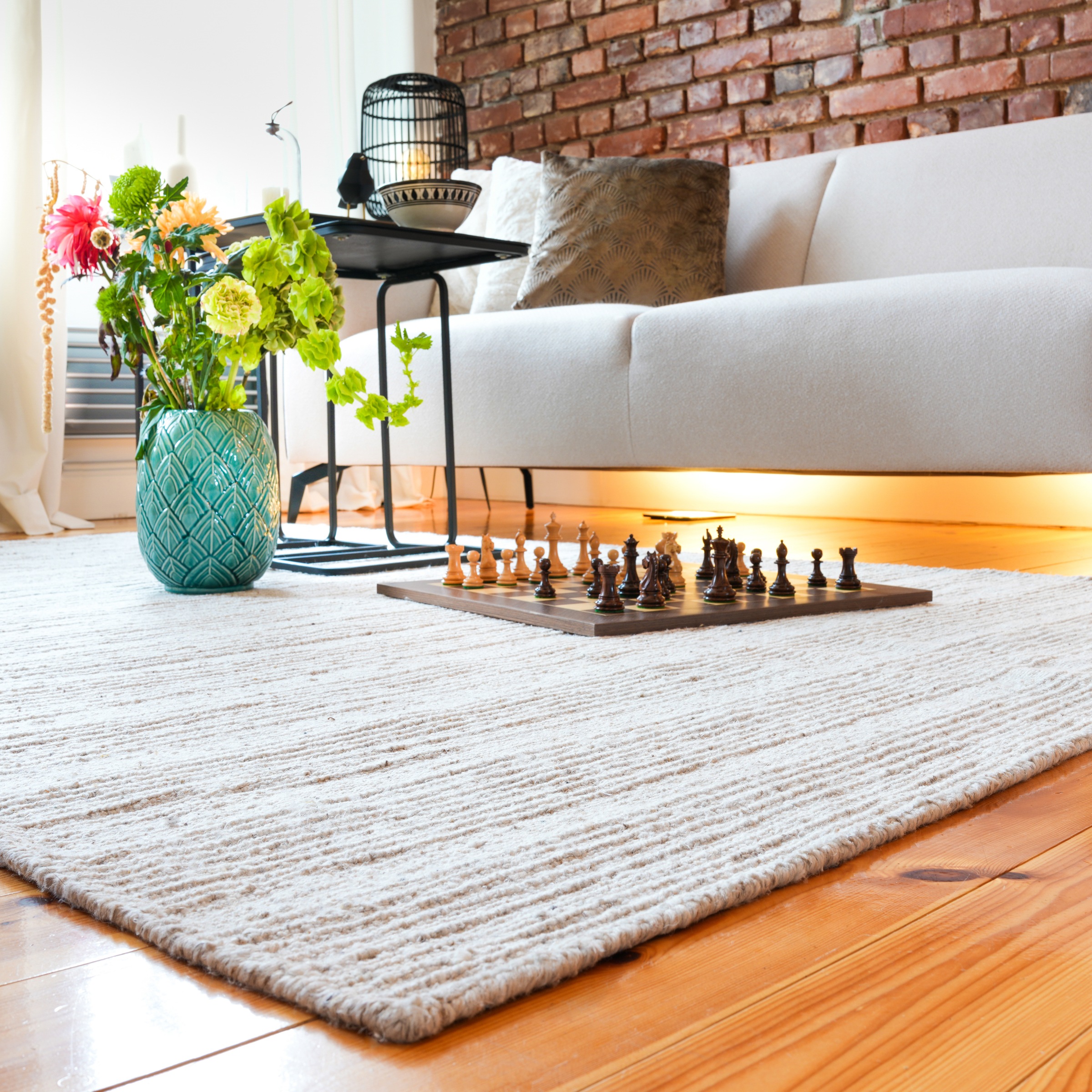 Wollteppich OBSESSION "My Jarven 935", beige (natur), B:160cm H:10mm L:230cm, Wolle, Teppiche, Handweb Teppich, Uni Farben, reine Wolle, handgewebt, Wohnzimmer 3