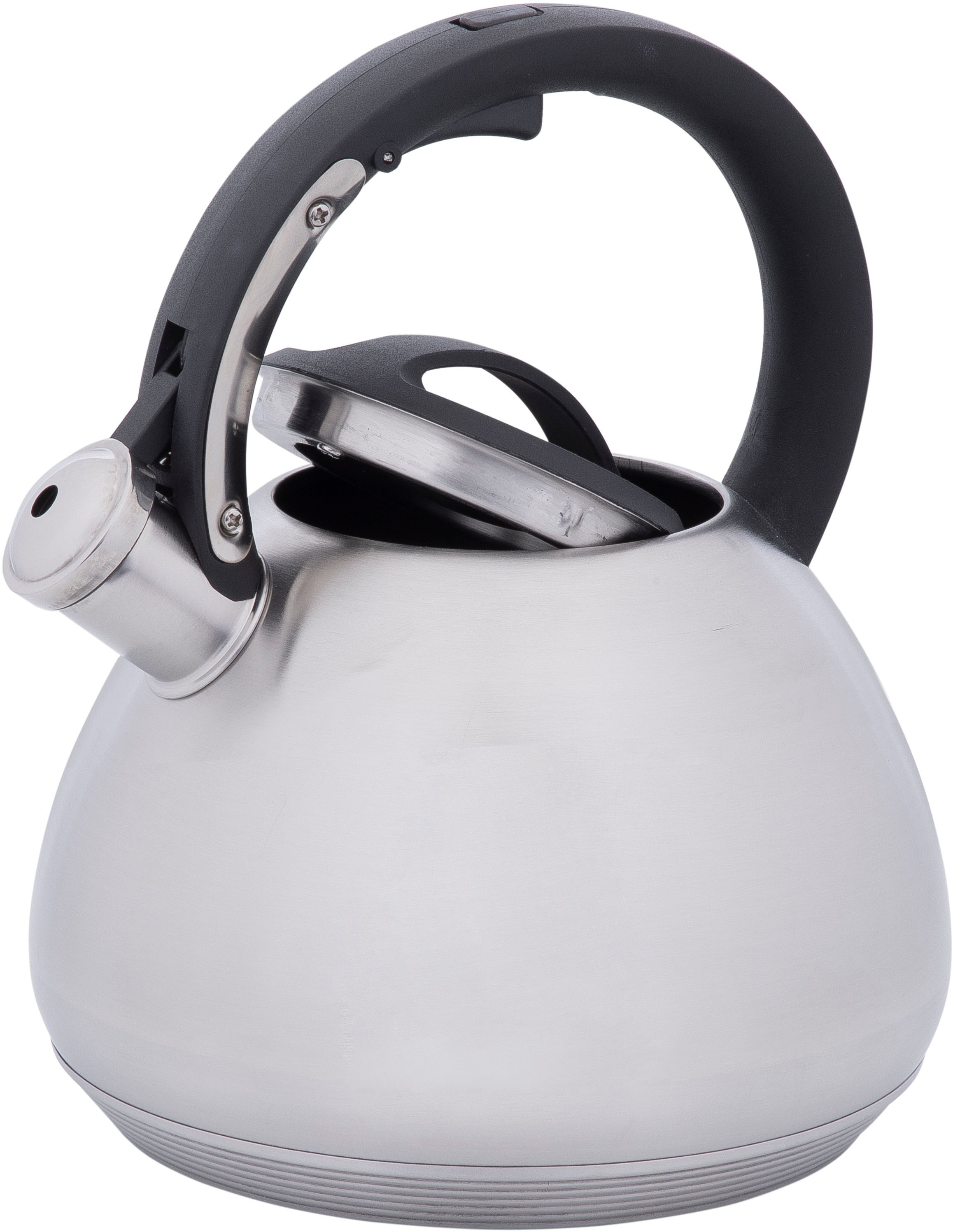 RESTO Kitchenware Wasserkessel »Lyra, Flötenkessel 2,7 l mit wärmespeicherndem Boden im Geschenkkarton«, Edelstahl, (1 tlg.), mit ergonomischem, wärmeableitenden Bakelit-Griff
