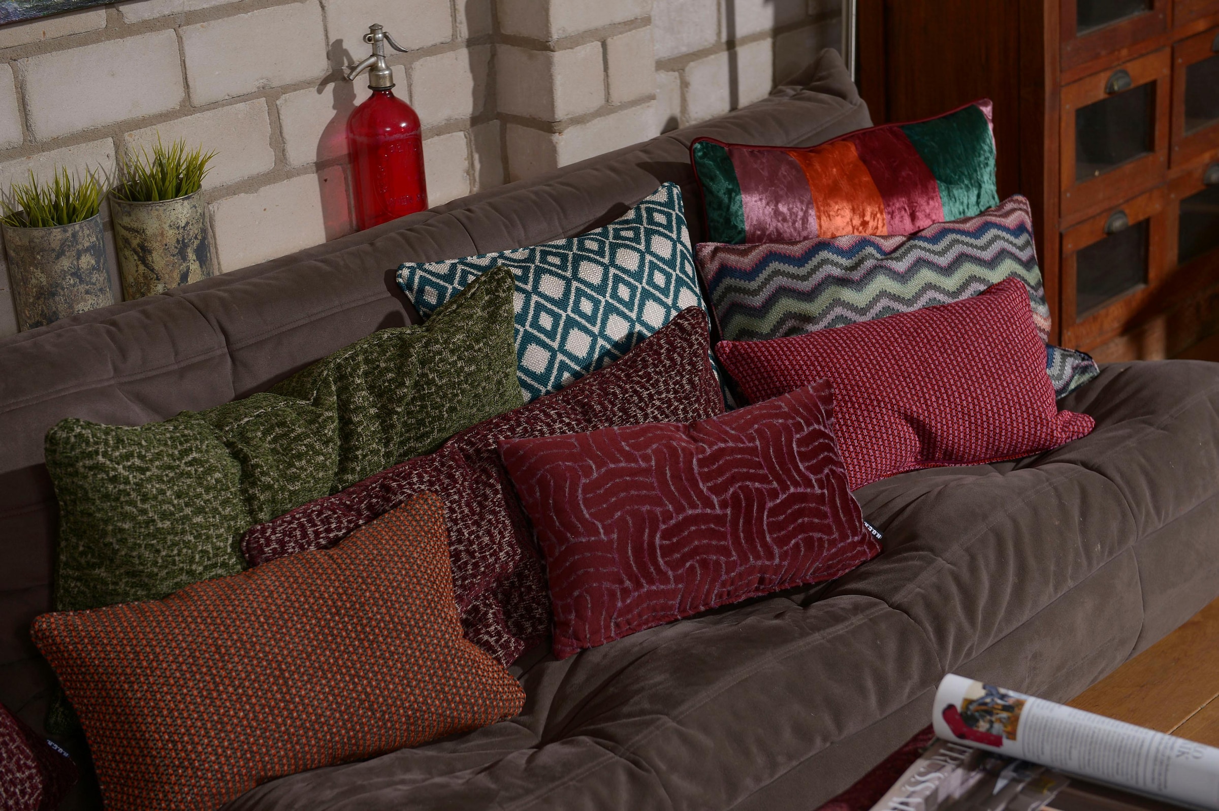 H.O.C.K. Dekokissen »Porono Ice Velvet« mit bunten Streifen, Wendekissenhülle mit Füllung, 1 Stück