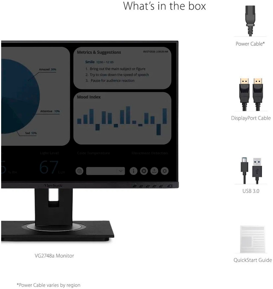 Viewsonic LED-Monitor »VG2748a«, 68 cm/27 Zoll, 1920 x 1080 px, Full HD, 5 ms Reaktionszeit, 60 Hz