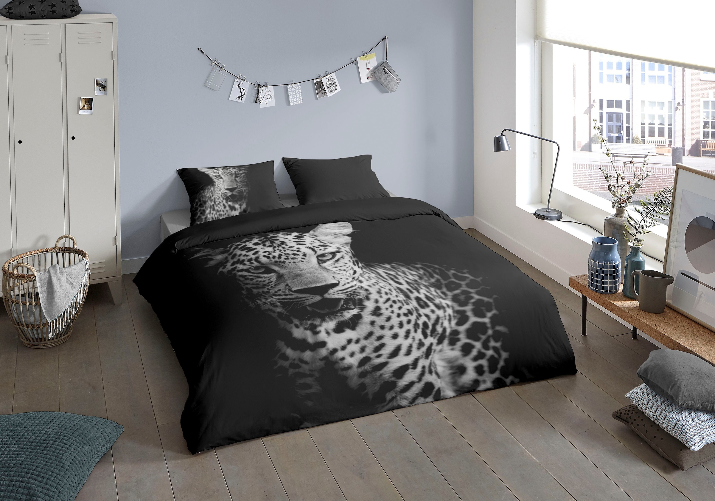 PURE luxury collection Wendebettwäsche "Hans", Mikrofaser, 135x200, Pflegeleicht, Reißverschluss, Wendeoptik, Leopard