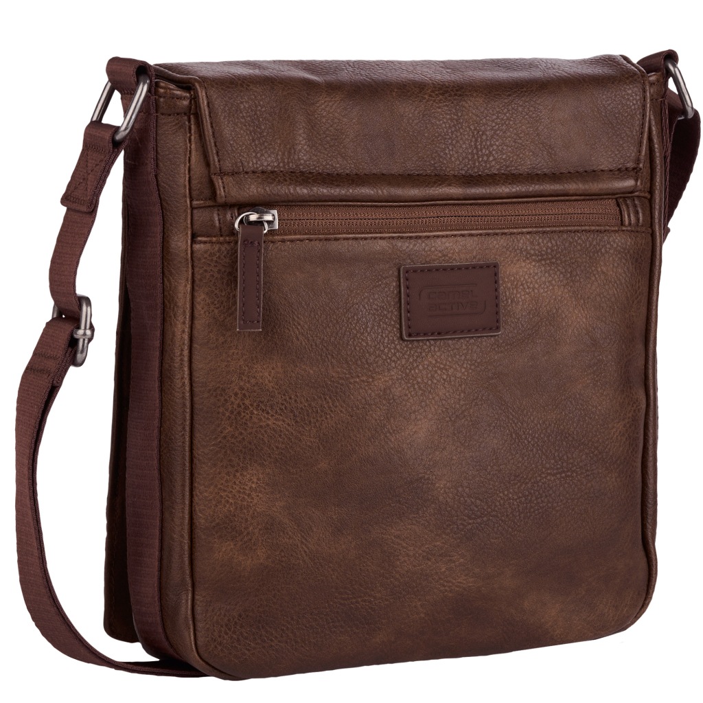 Umhängetasche CAMEL ACTIVE "Traces", Damen, Gr. B/H/T: 20,5cm x 24cm x 6,5cm, braun, Polyurethan, Taschen Umhängetasche, aus Lederimitat, funktional mit vielen Fächern & hochwertigem Gurtband 2