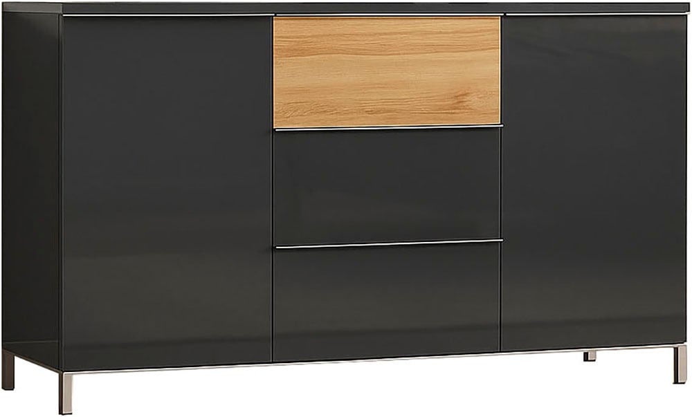Places of Style Sideboard »Onyx, Kommode mit 3 Schubladen und 2 Türen, UV Lackierung Hochglanz«, (FSC®-zertifizierter Holzwerkstoff; Made in Europe), Kombikommode mit Soft-Close-Funktion, Maße (B/T/H) 152/45/88cm