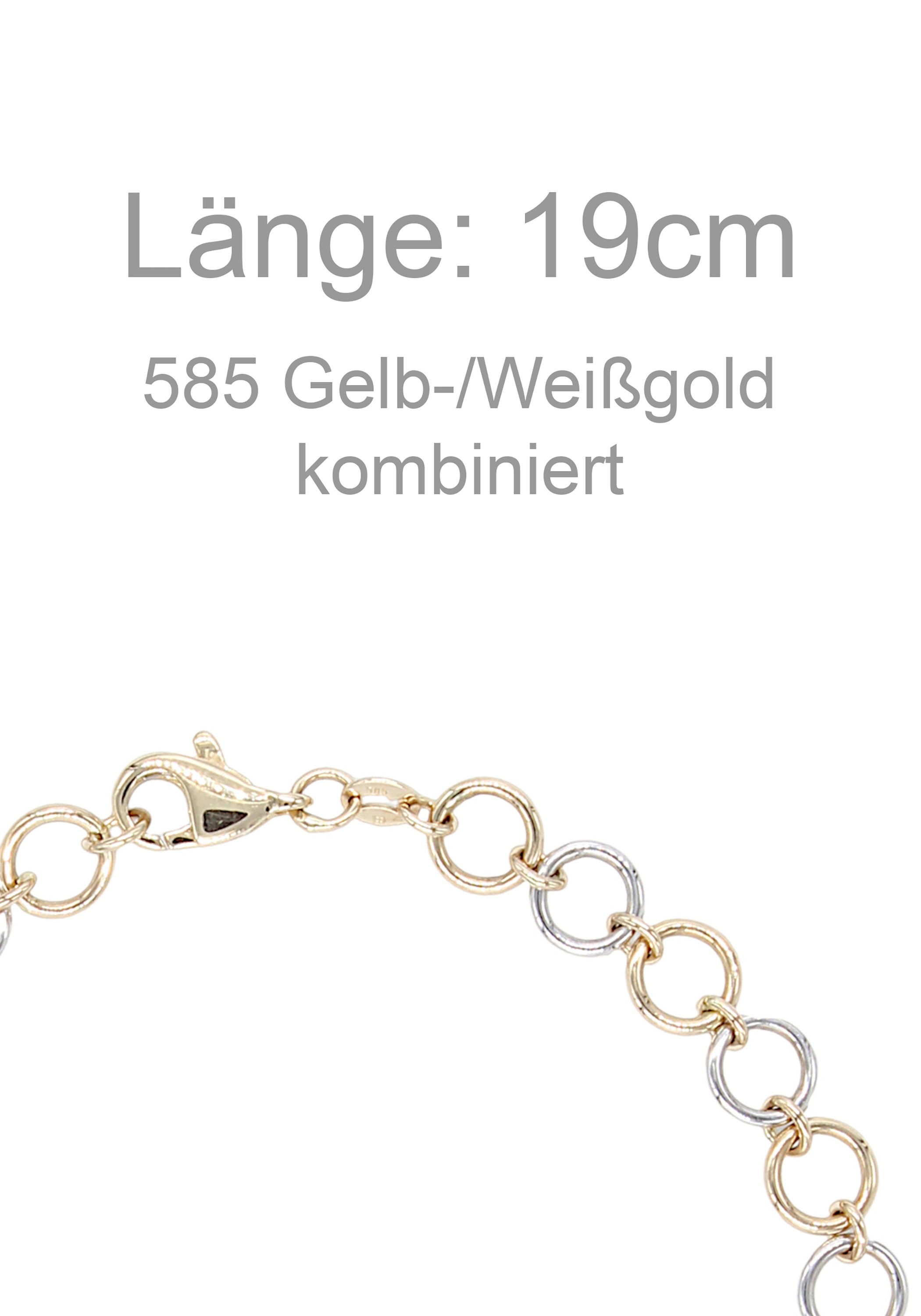 JOBO Goldarmband »Armband Ösenarmband mit großen Gliedern 19 cm« 585 Gold Bicolor