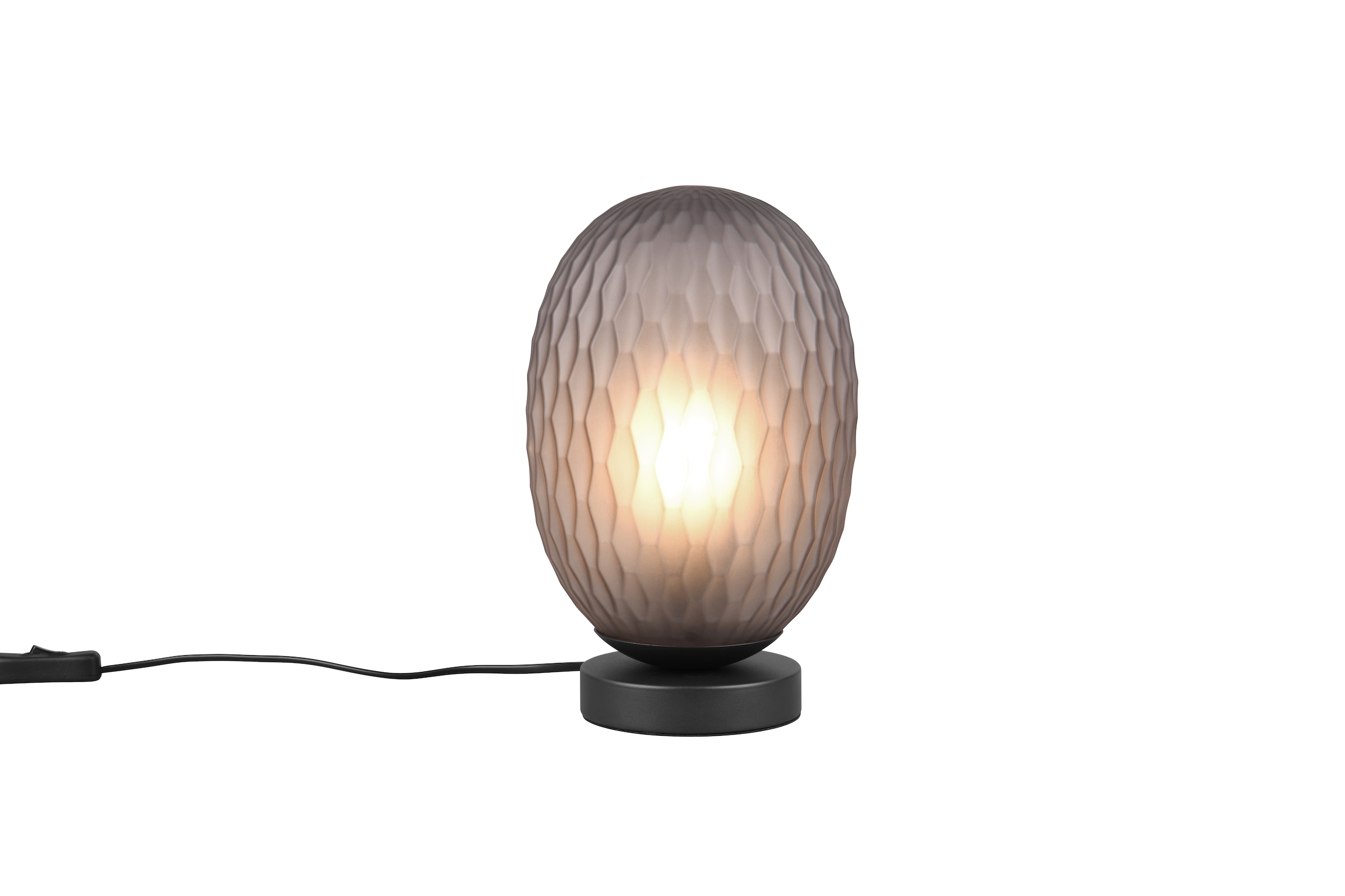 TRIO Leuchten Tischleuchte »FACETTE, Nachttischlampe mit Glas-Schirm Ø 18cm, Schnurschalter« E27 1 Stk. warmweiß - kaltweiß exkl. Leuchtmittel 1x E27 max 25W, Höhe 29cm, Tischlampe Schlafzimmer