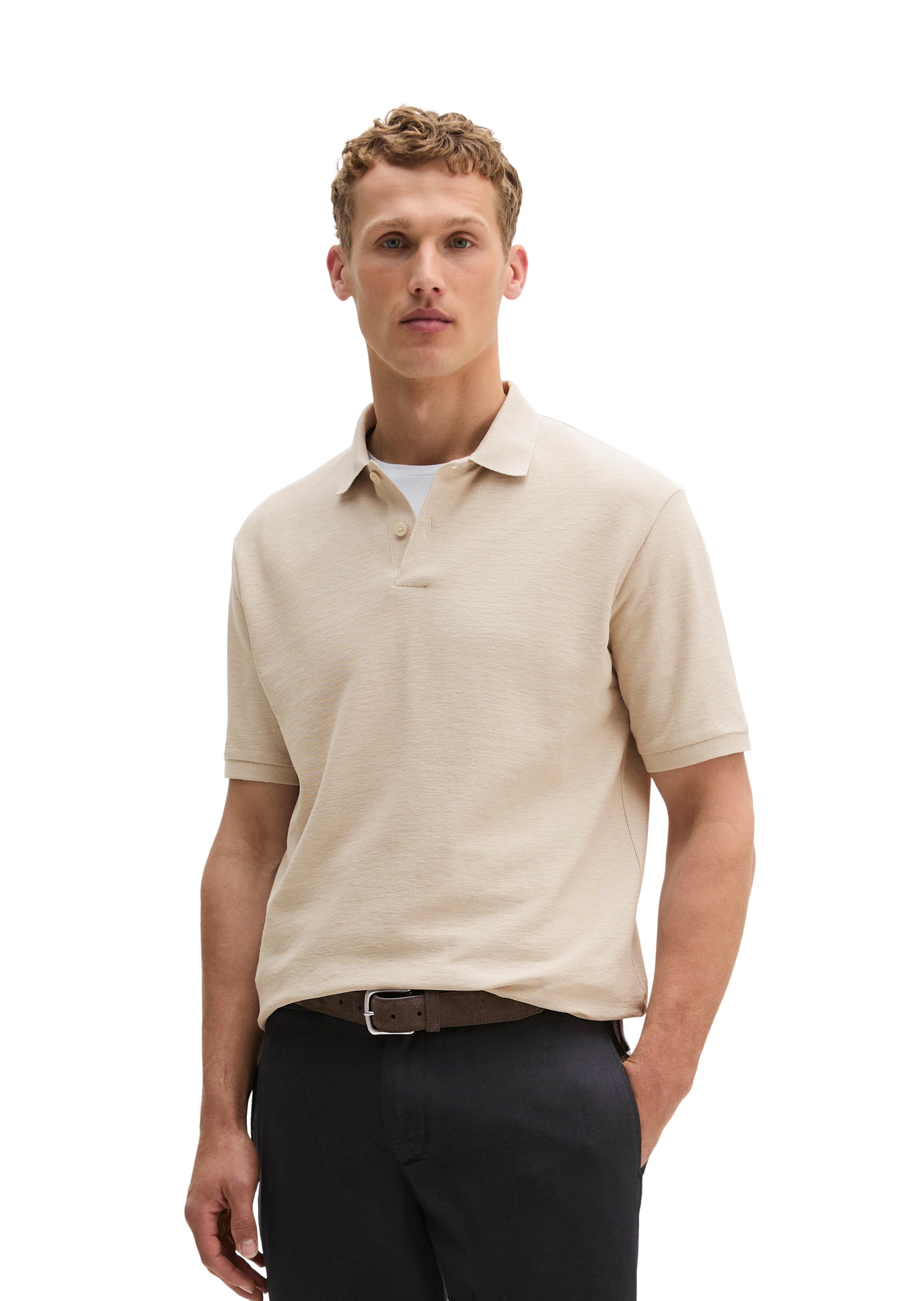 Marc OPolo Poloshirt "aus Bio-Baumwolle und Leinen"