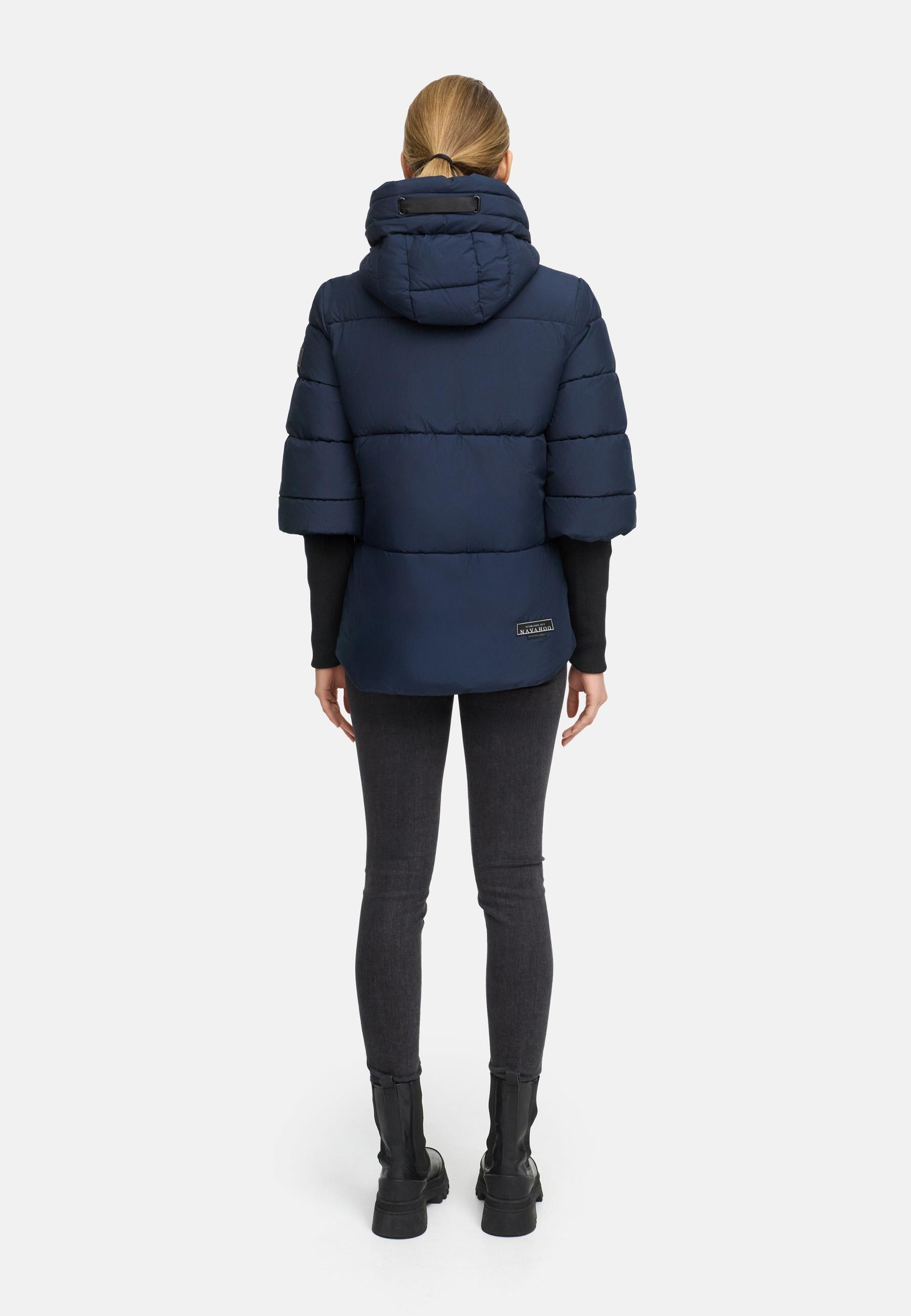 Navahoo Steppjacke »Lotusherz XIV«, mit Kapuze, Warme gesteppte Winterjacke mit Rippstrickärmeln