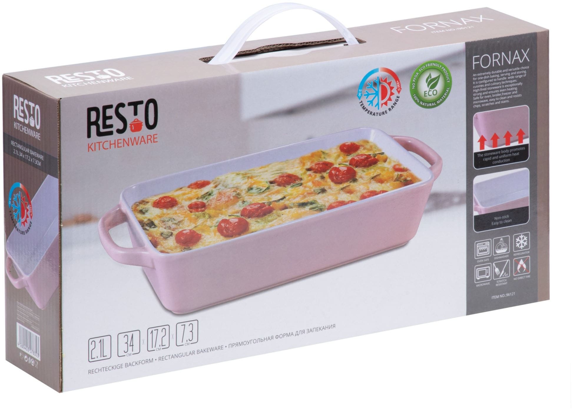 RESTO Kitchenware Auflaufform »Fornax Backform Groß Hoher Rand Lasagneform Antihaftbeschichtet«, Keramik, (1 St.), Rechteckig aus Keramik, rosa, in 2 Größen, für Brot, Lasagne, Brownie