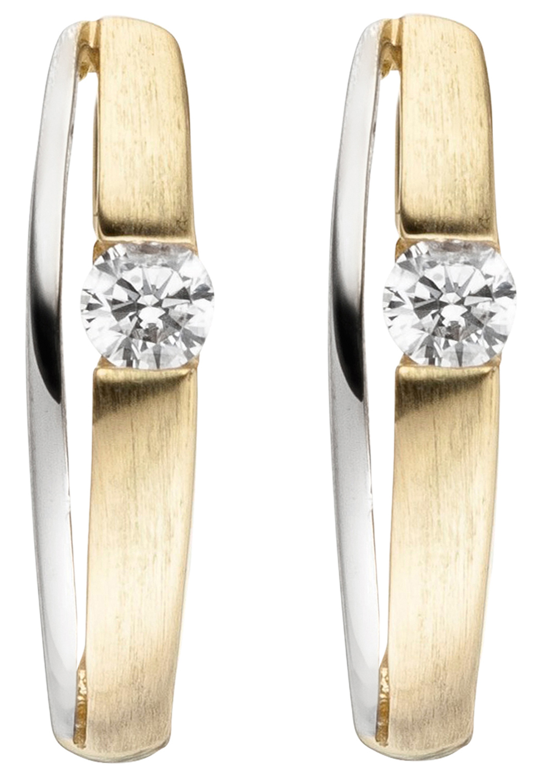 JOBO Paar Creolen »Ohrringe in Bicolor-Optik mit Zirkonia« 333 Gold