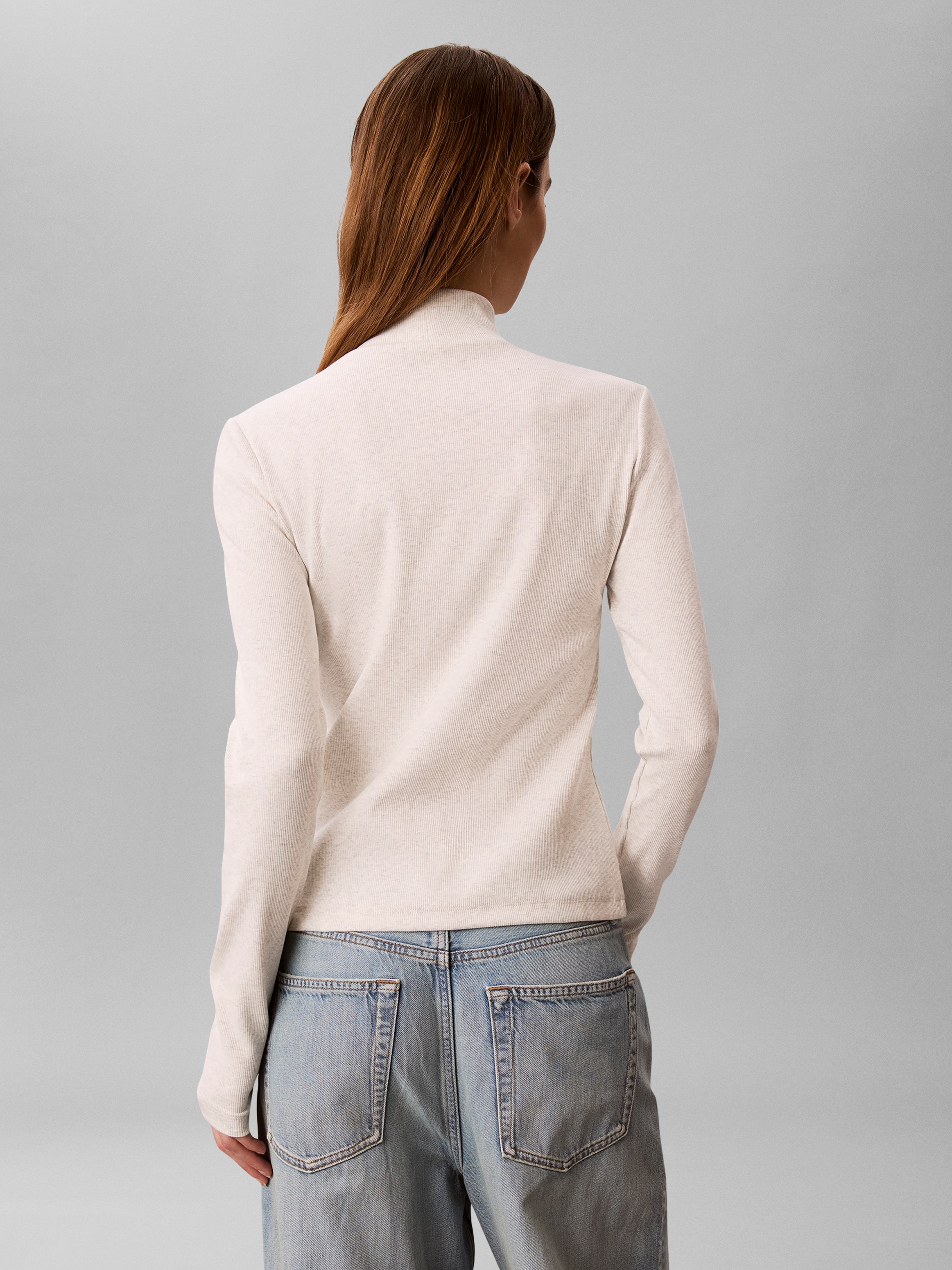 Calvin Klein Jeans Shirttop »LS WOVEN LABEL TURTLENECK« Mit Rundhalsausschnitt, regular fit