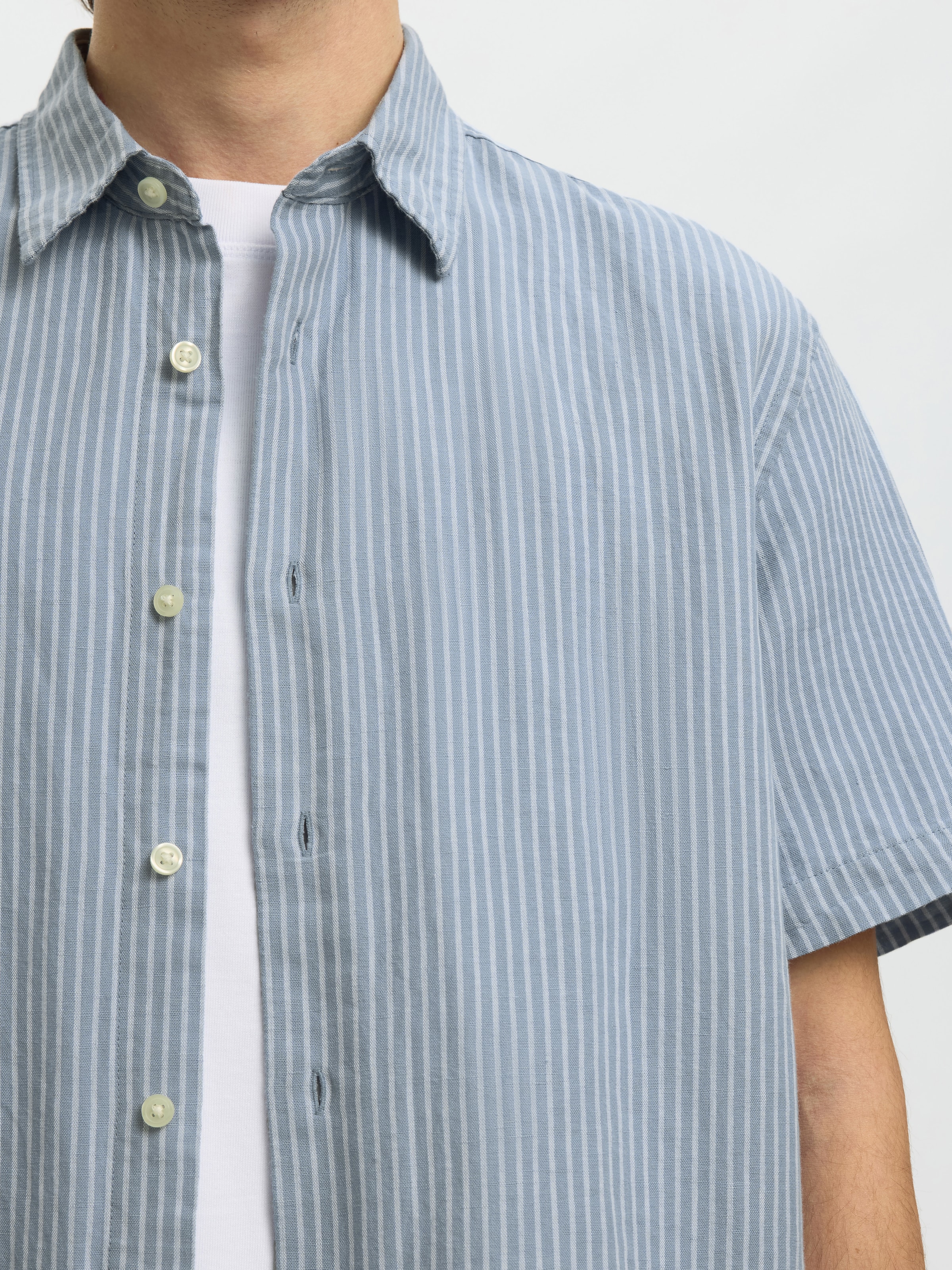SELECTED Langarmhemd »SLHREGCLAY LINENBLEND SS SHIRT CLA NOOS« Materialmix, regular fit