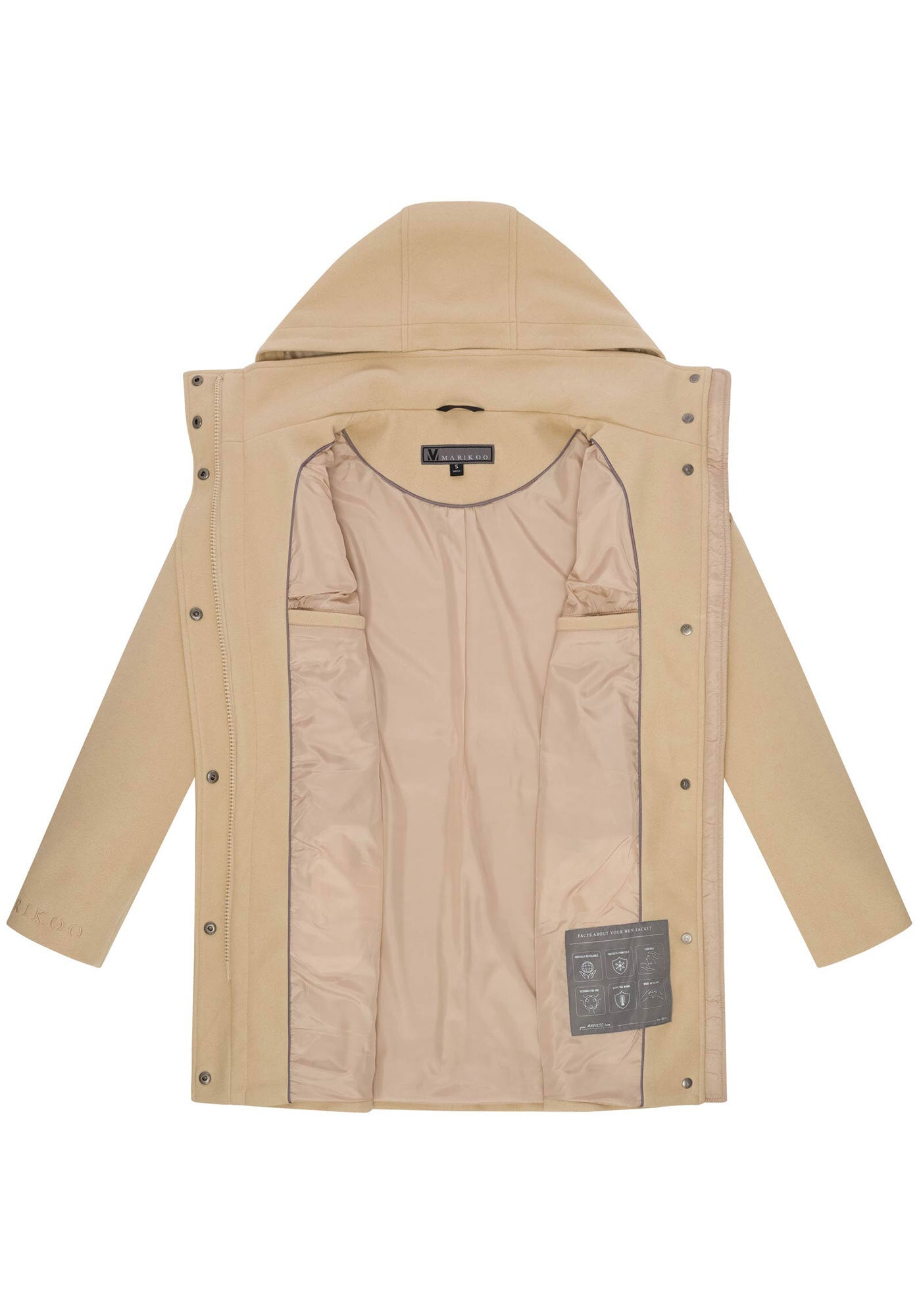 Marikoo Kurzmantel »Katalinaa«, Eleganter Wickel Mantel mit Taillengürtel und Oversized Hood Kapuze