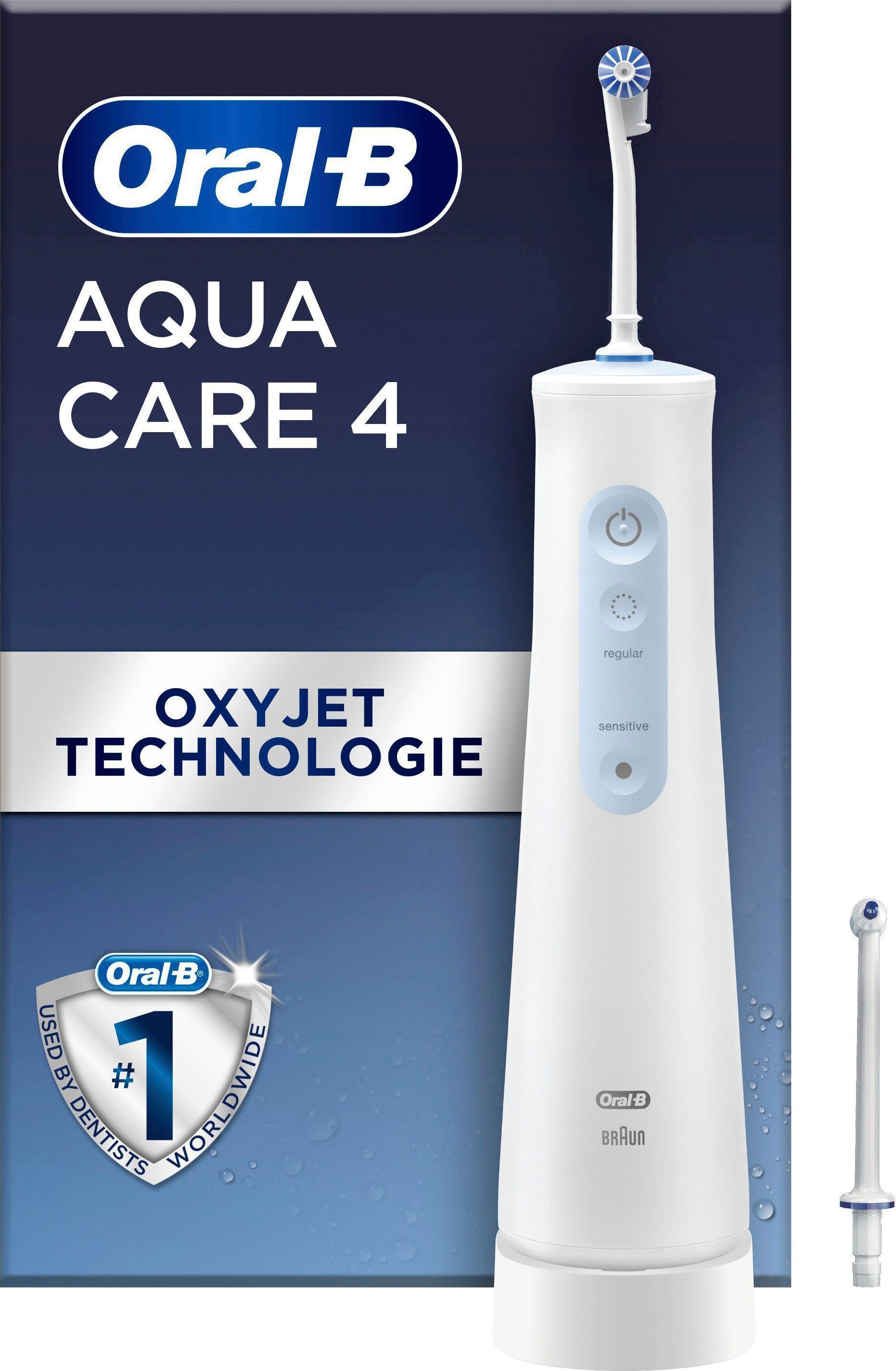 ORAL-B Munddusche "AquaCare 4", weiß, B:6cm H:25,3cm T:8cm, Mundduschen, Kabellose mit Oxyjet-Technologie