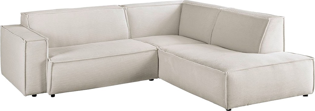 3C Candy Ecksofa »Matteo in elegant, kubischer Formensprache, bequem, L-Form«, mit auffälliger Kedernaht, Cord-Bezug, Lounge-Charakter