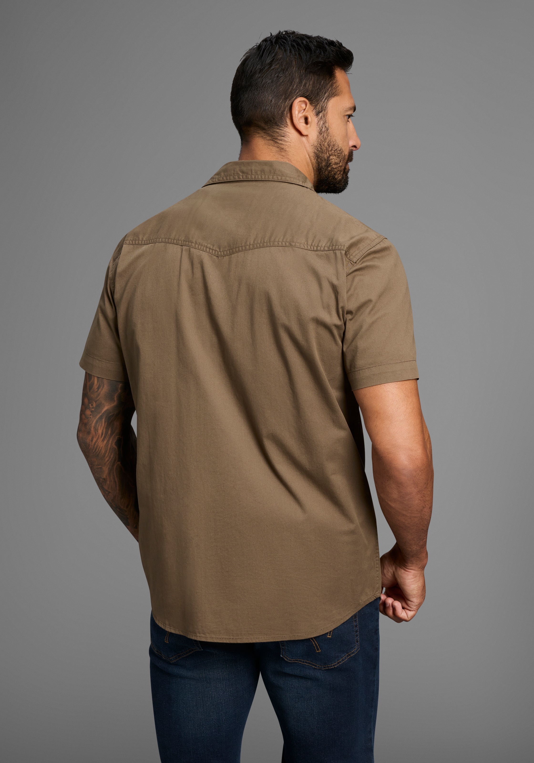 Kurzarmhemd ARIZONA, Herren, Gr. 39/40 (M), N-Gr, grün (olive), Obermaterial: 100% Baumwolle, Basic, normal normal, Hemden, im Western-Stil 2