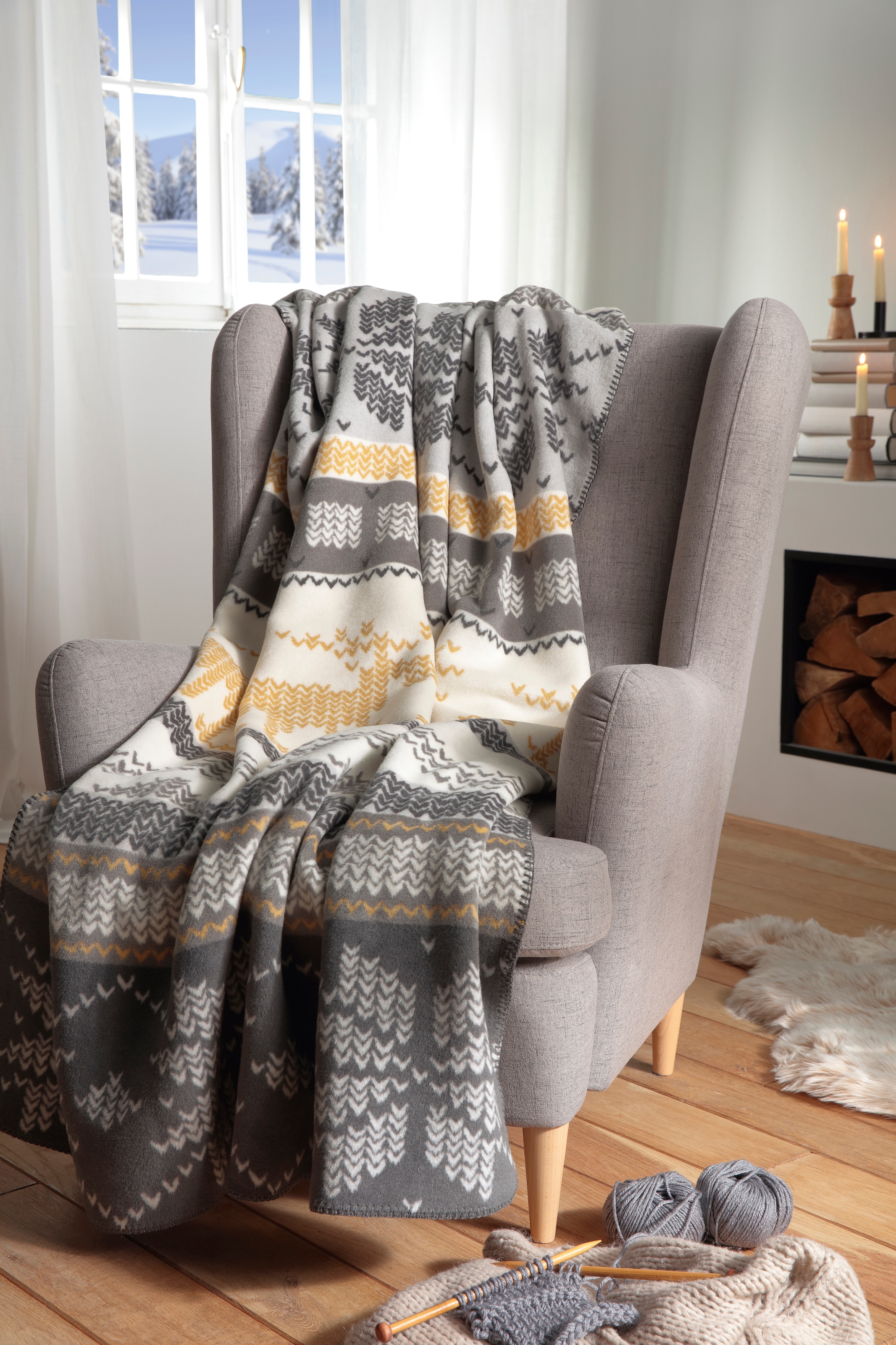 Biederlack Wohndecke »Wohndecke Winter Knit«, mit winterlichem Design