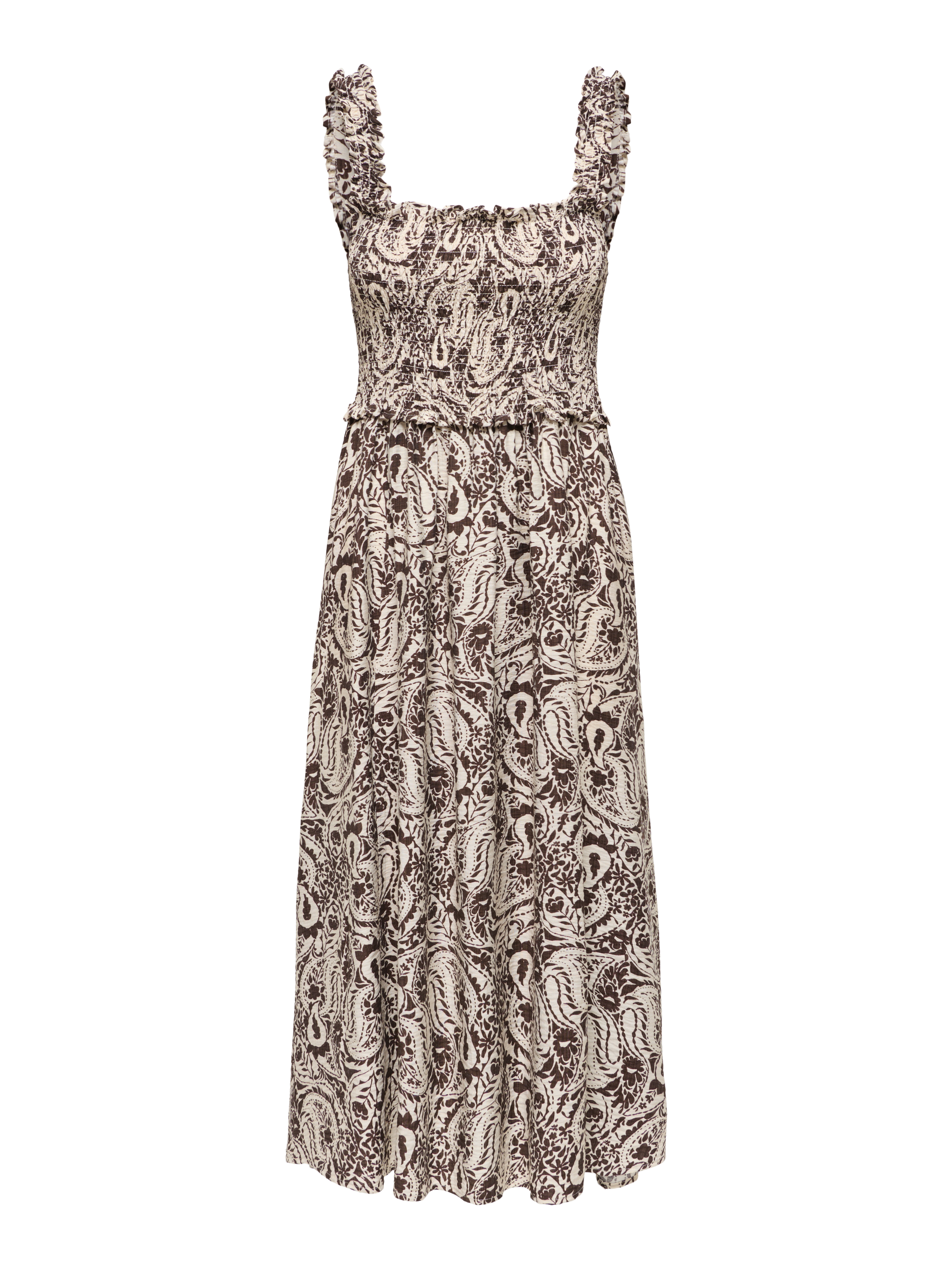 Only Druckkleid "Onllumira S/L Long Smock Dress Wvn Ex" Viskosemischung, Regular Fit