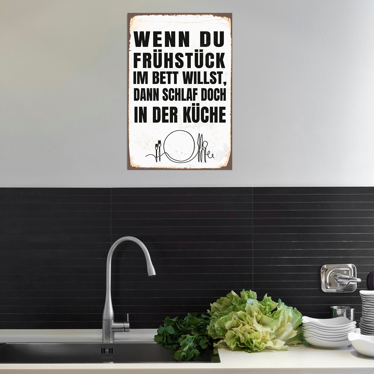 queence Metallbild »Frühstück im Bett«, Schriftzüge, (1 St.), Stahlschilder  kaufen | BAUR