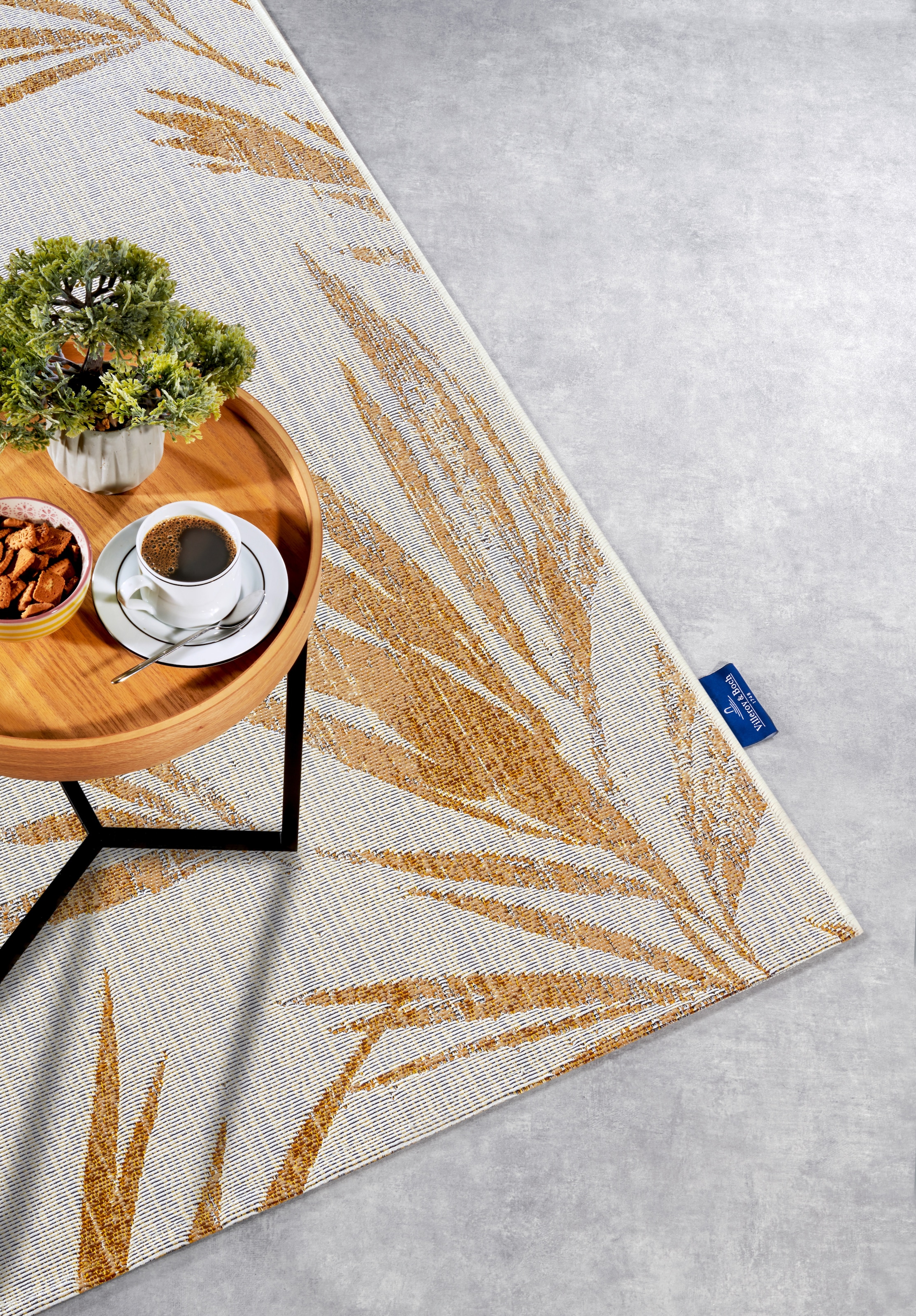 Villeroy & Boch Outdoorteppich »Leonie«, rechteckig, 3 mm Höhe, Outdoor, Flachgewebe, wetterfest, Balkon, Garten, floral, Terrasse