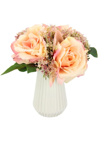 Kunstblume »Rosen-Arrangement in Vase aus Keramik Blumengesteck Dekoblumen«