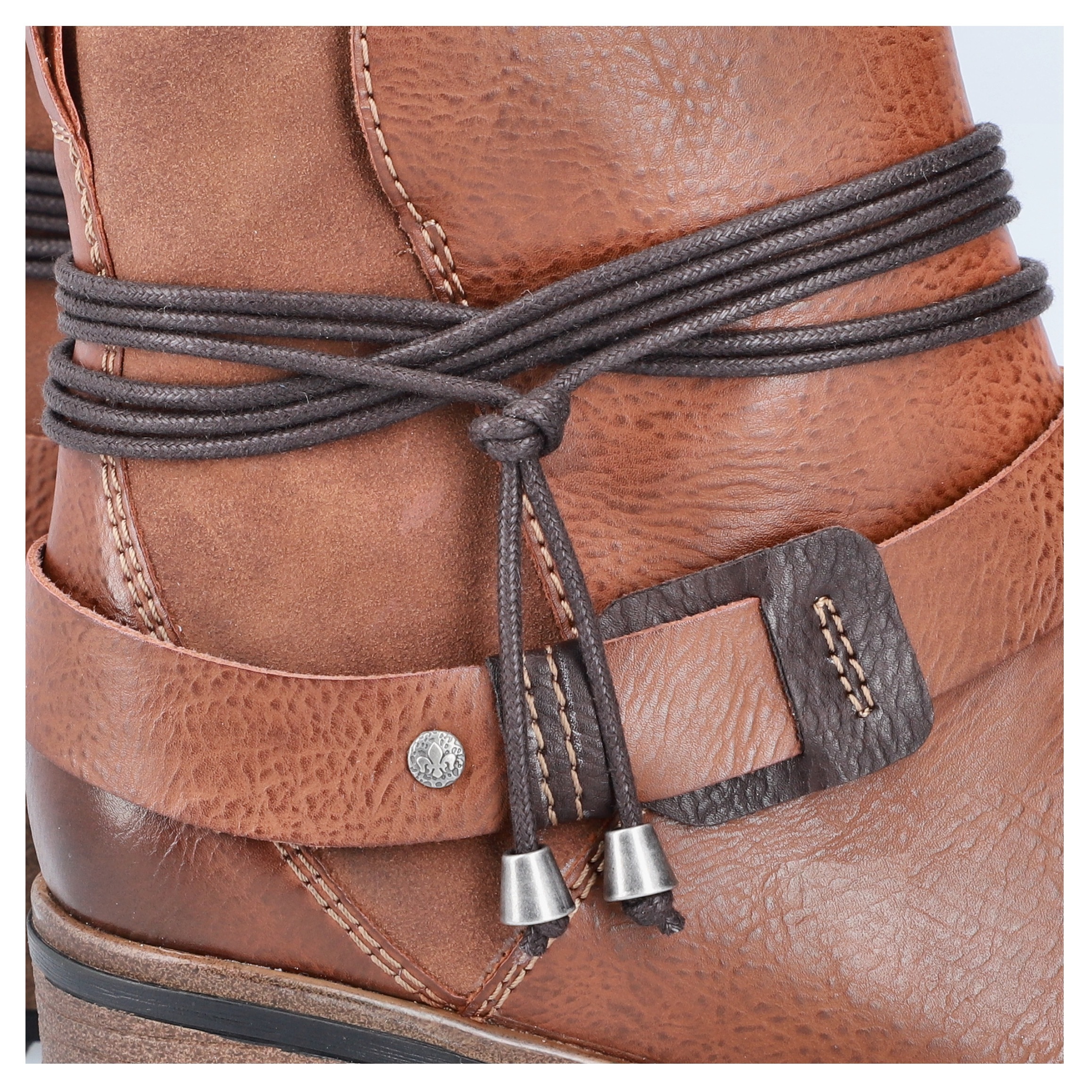Rieker Stiefelette, Boots, Blockabsatz, Zierbänder, in Used-Optik
