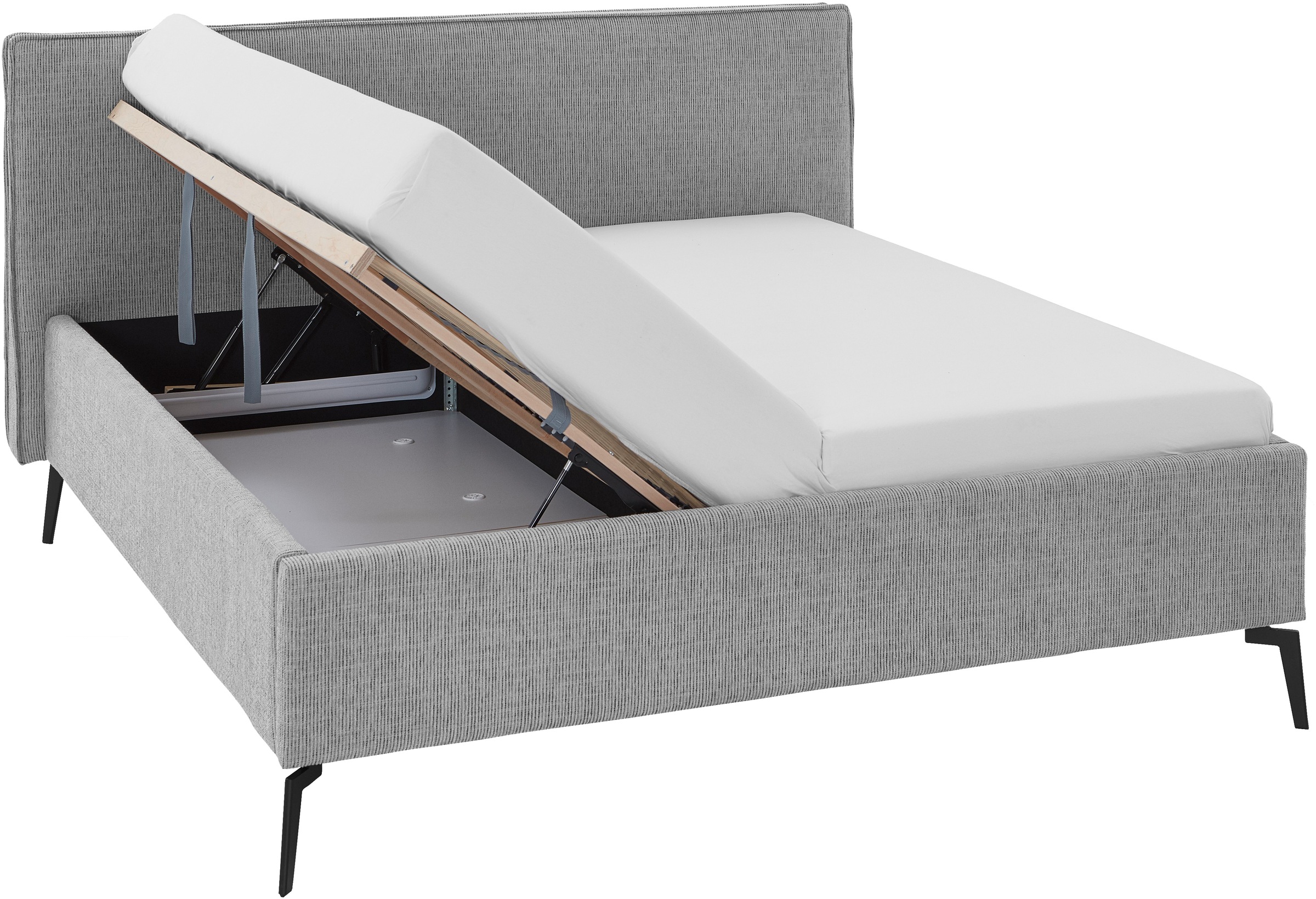 meise.möbel Polsterbett »Riva II«, mit schwarzen Metallfüßen, wahlweise mit Bettkasten