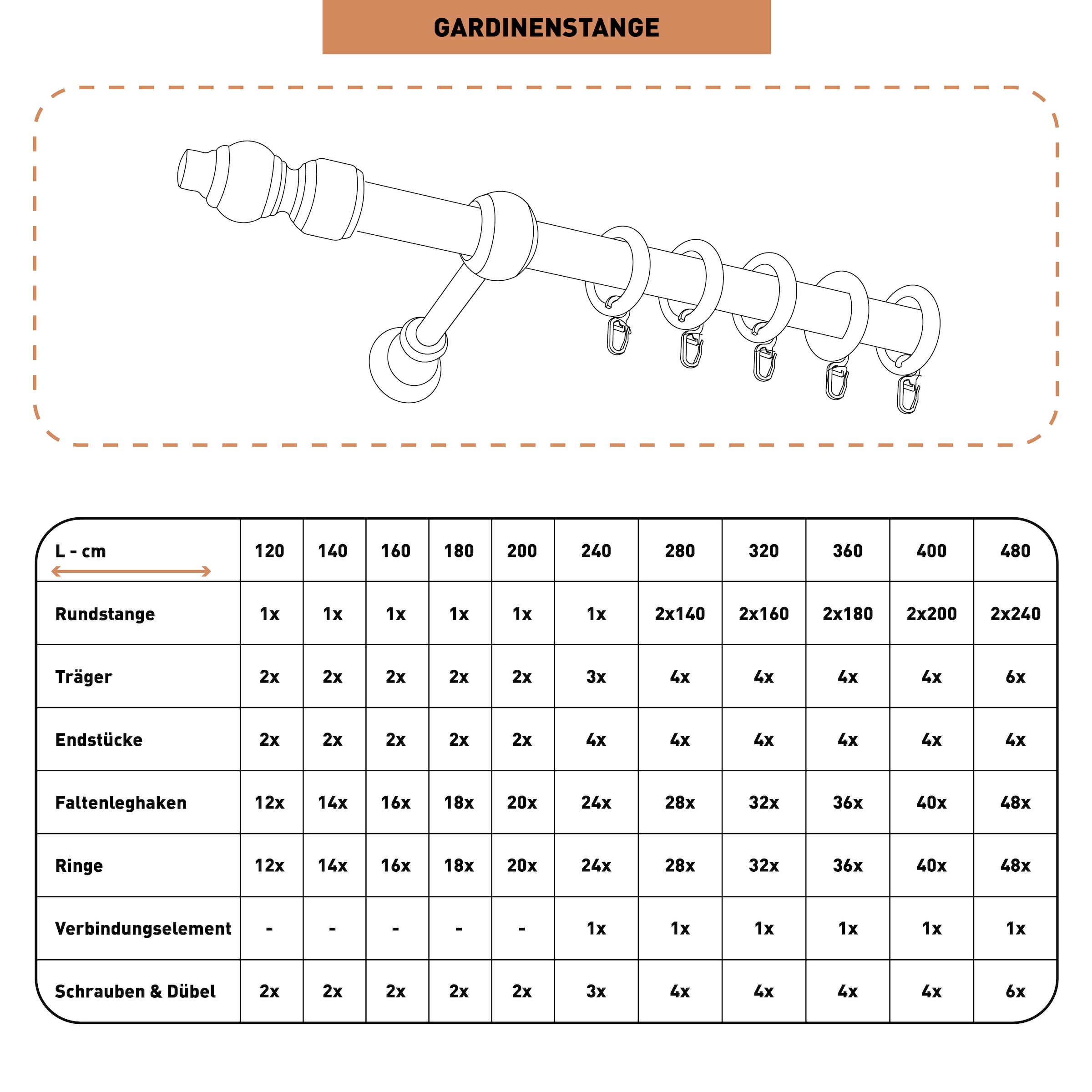 SN DECO GROUP Gardinenstange »Filigrano«, 1 läufig-läufig, Fixmaß