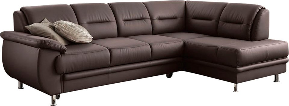 sit&more Ecksofa "Mailand L-Form, B: 250 cm, Leder, Komfortsitzhöhe 46 cm" optional Schlaffunktion, Liegefläche: 194x122cm, Komfortpolsterung