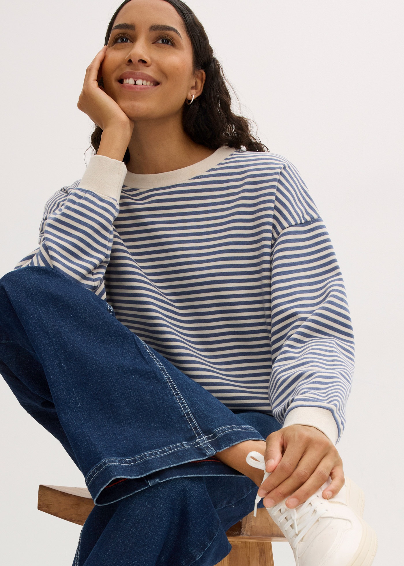 bonprix Sweatshirt "Oversize-Sweatshirt", Oversize-Passform, gestreiftes De günstig online kaufen