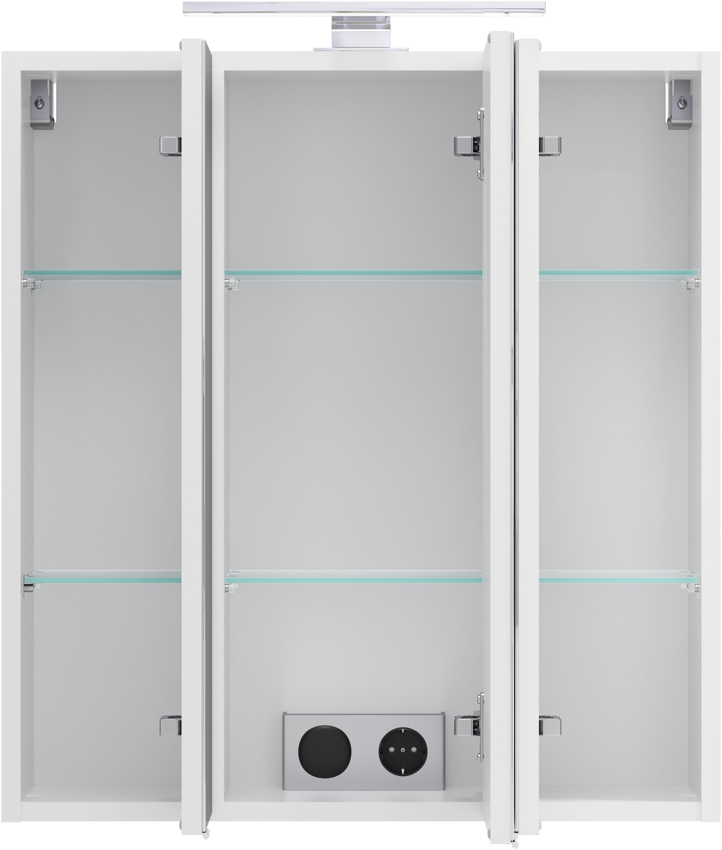 OTTO home Spiegelschrank »BOZEN, 3D-Spiegelschrank 60 cm« Inklusive LED-Aufbauleuchte, Steckdose und Schalter