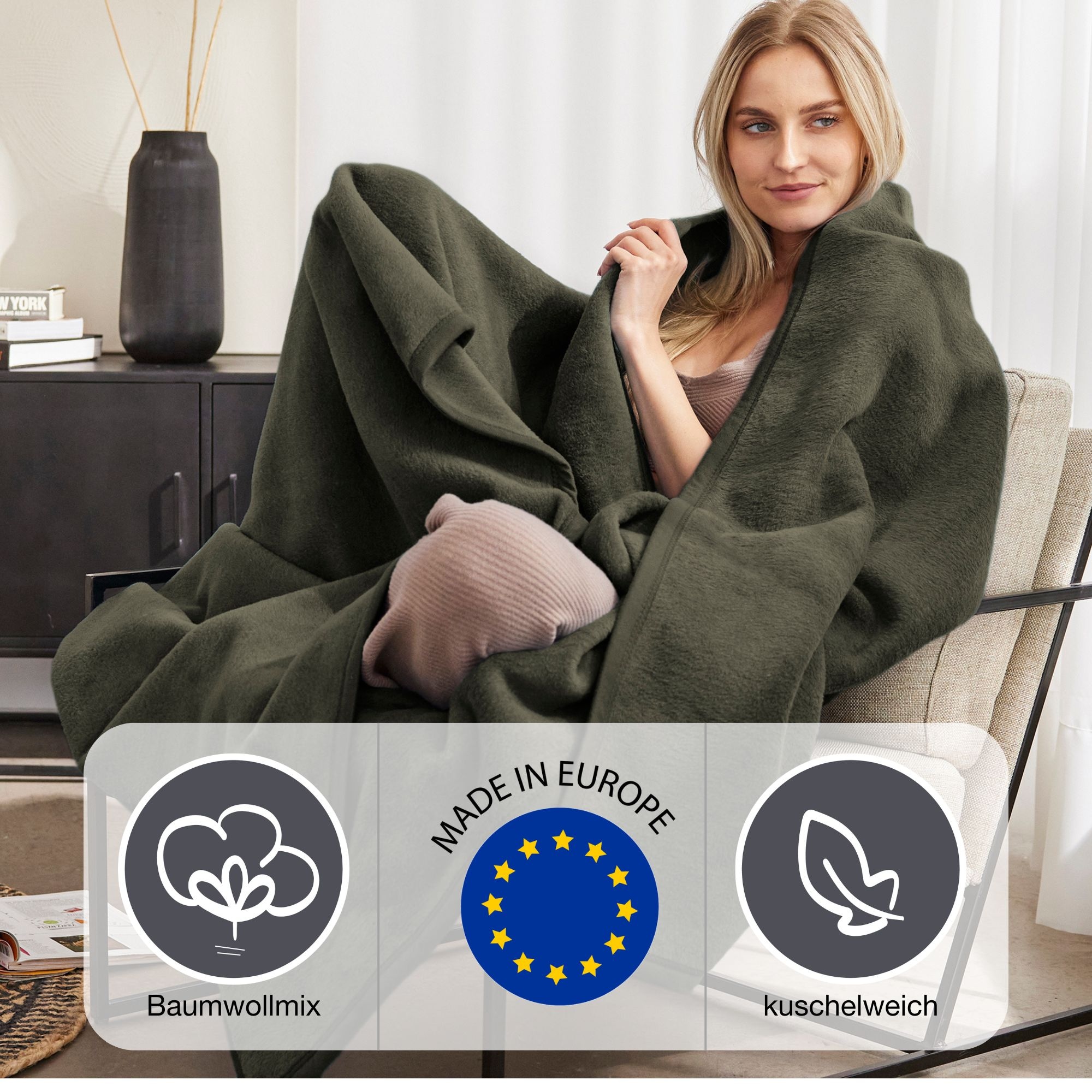 IBENA Wohndecke »Luxus«, verschiedene Größen, unifarbenes Design, Kuscheldecke