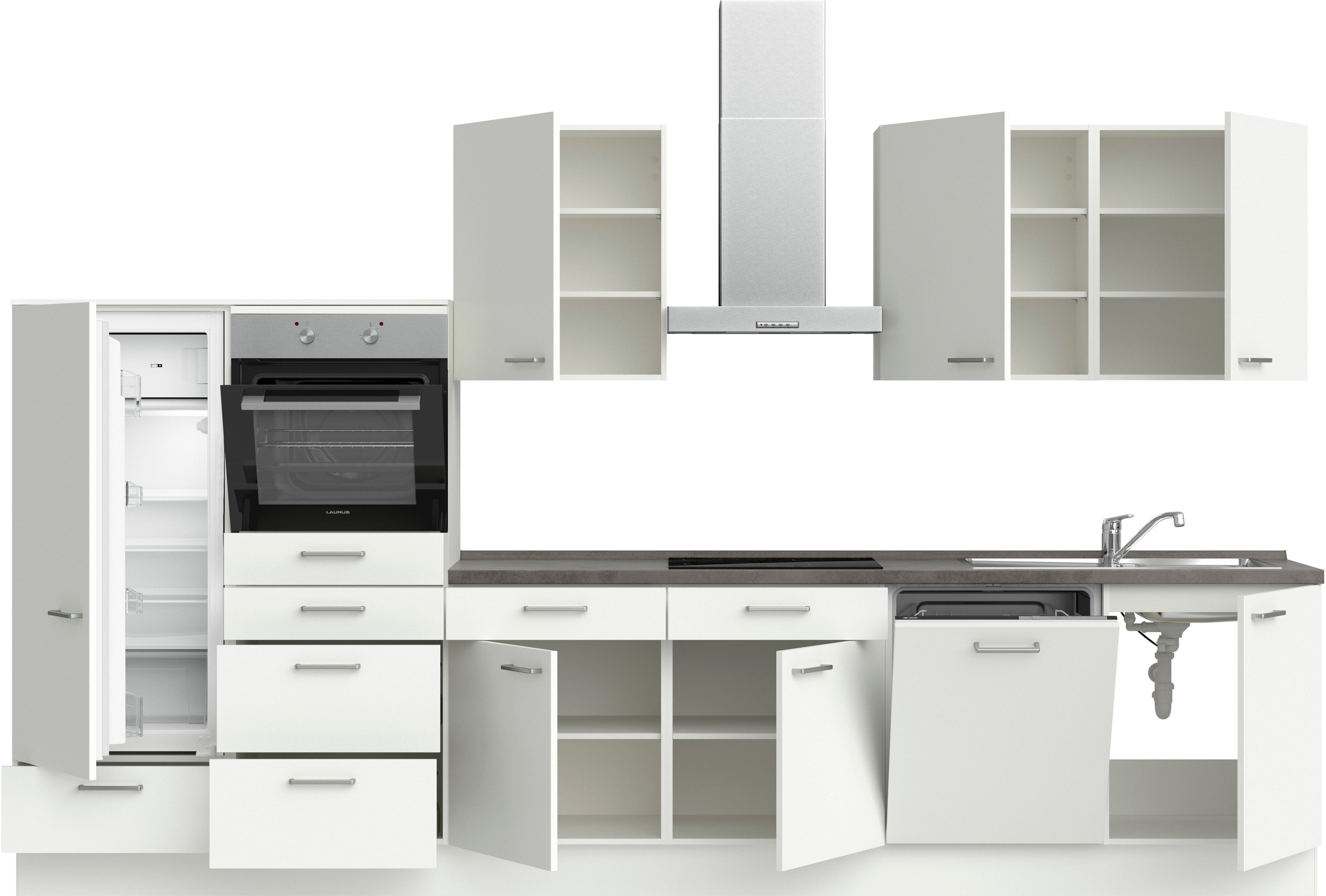 nobilia® Küchenzeile »"Touch I"«, vormontiert, Ausrichtung wählbar, Breite 360 cm, wahlw. mit E-Geräten