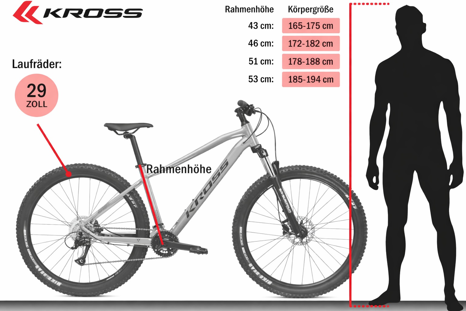 Kross Mountainbike »KROSS Mountainbike Hardtail 29" Hexagon 4.0 braun 16 Gänge« 16 Gang Shimano ACERA M3020 Schaltwerk Kettenschaltung