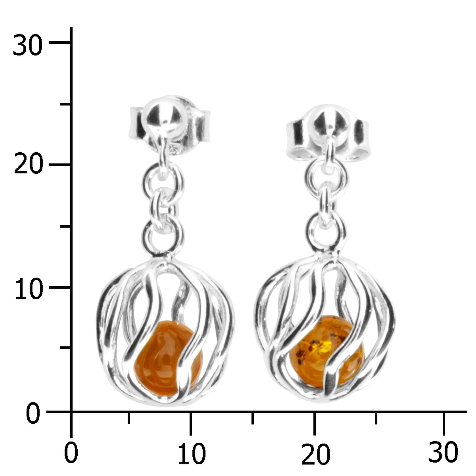 Ostsee-Schmuck Sinja Earrings Silver 925 Amber Size 25 3