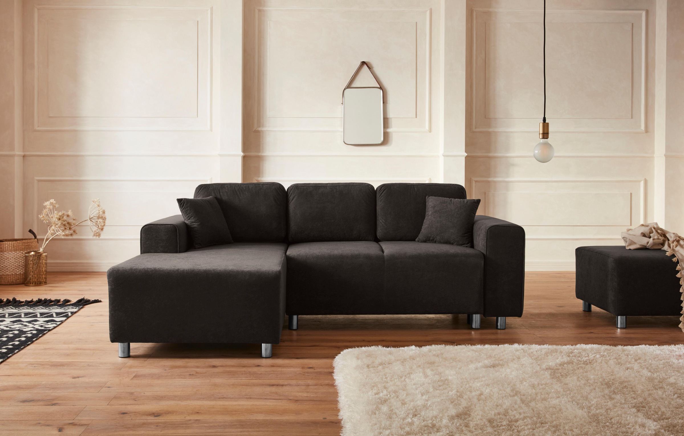 Guido Maria Kretschmer Home&Living Ecksofa »Györ«, L-Form, wahlweise mit Bettfunktion und Bettkasten incl. 2 Zierkissen