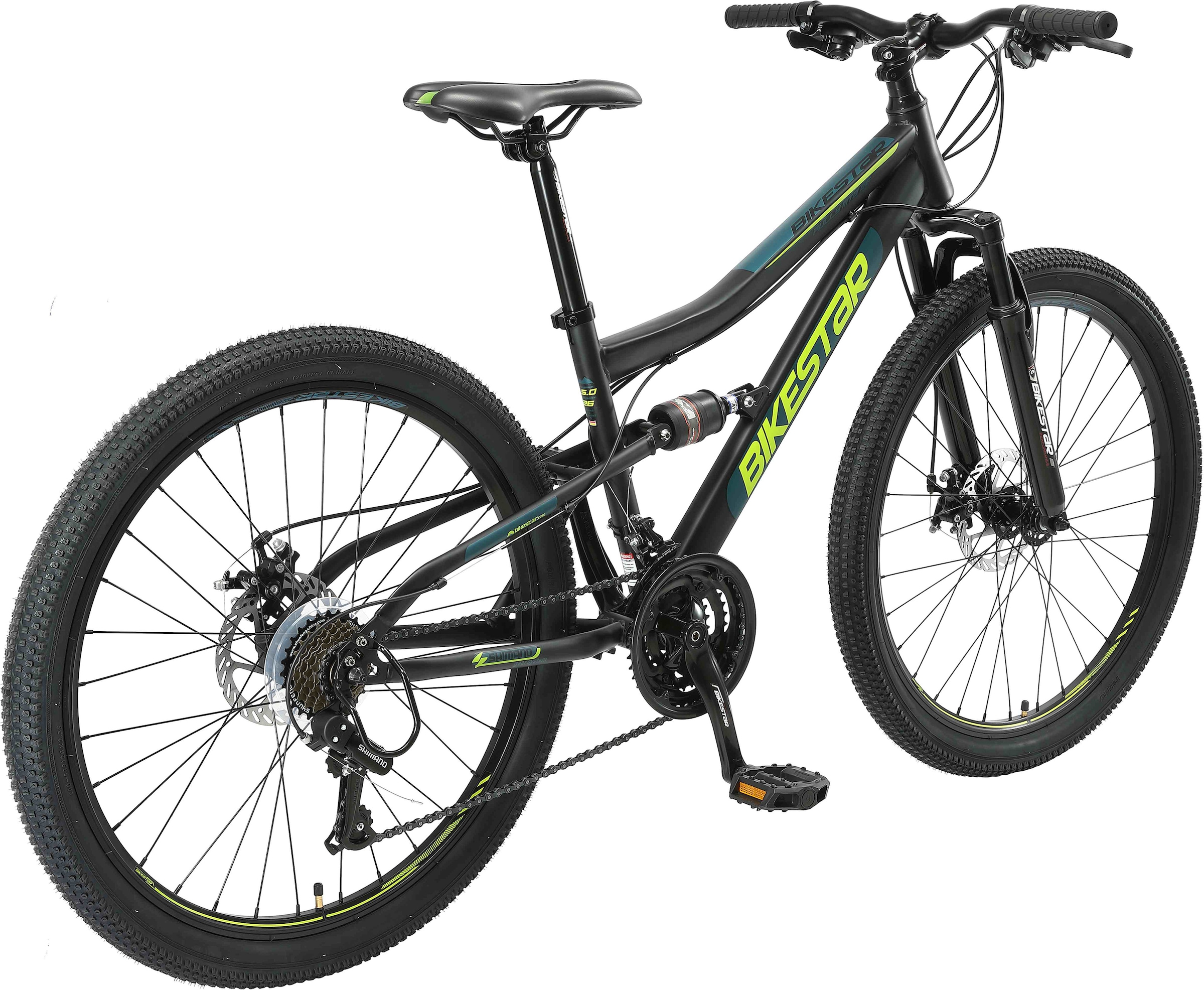 Bikestar Mountainbike, 21 Gang, Shimano, RD-TY300 Schaltwerk, Kettenschaltung, für Damen und Herren, Kettenschaltung