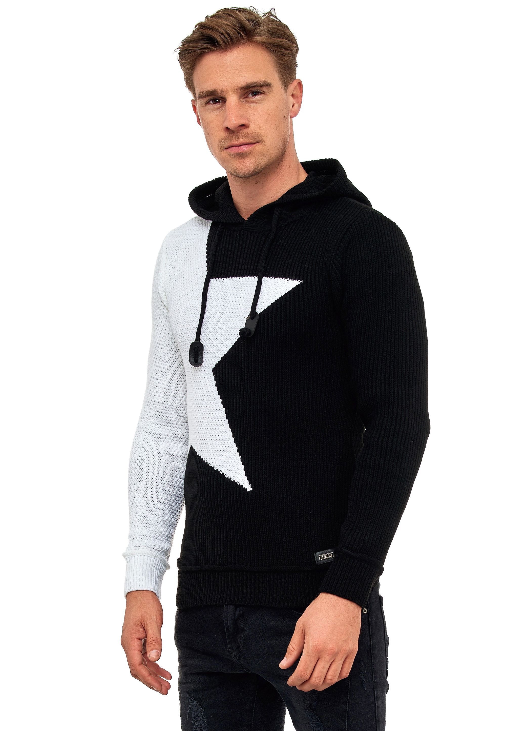 Rusty Neal Kapuzensweatshirt mit großem Stern-Motiv