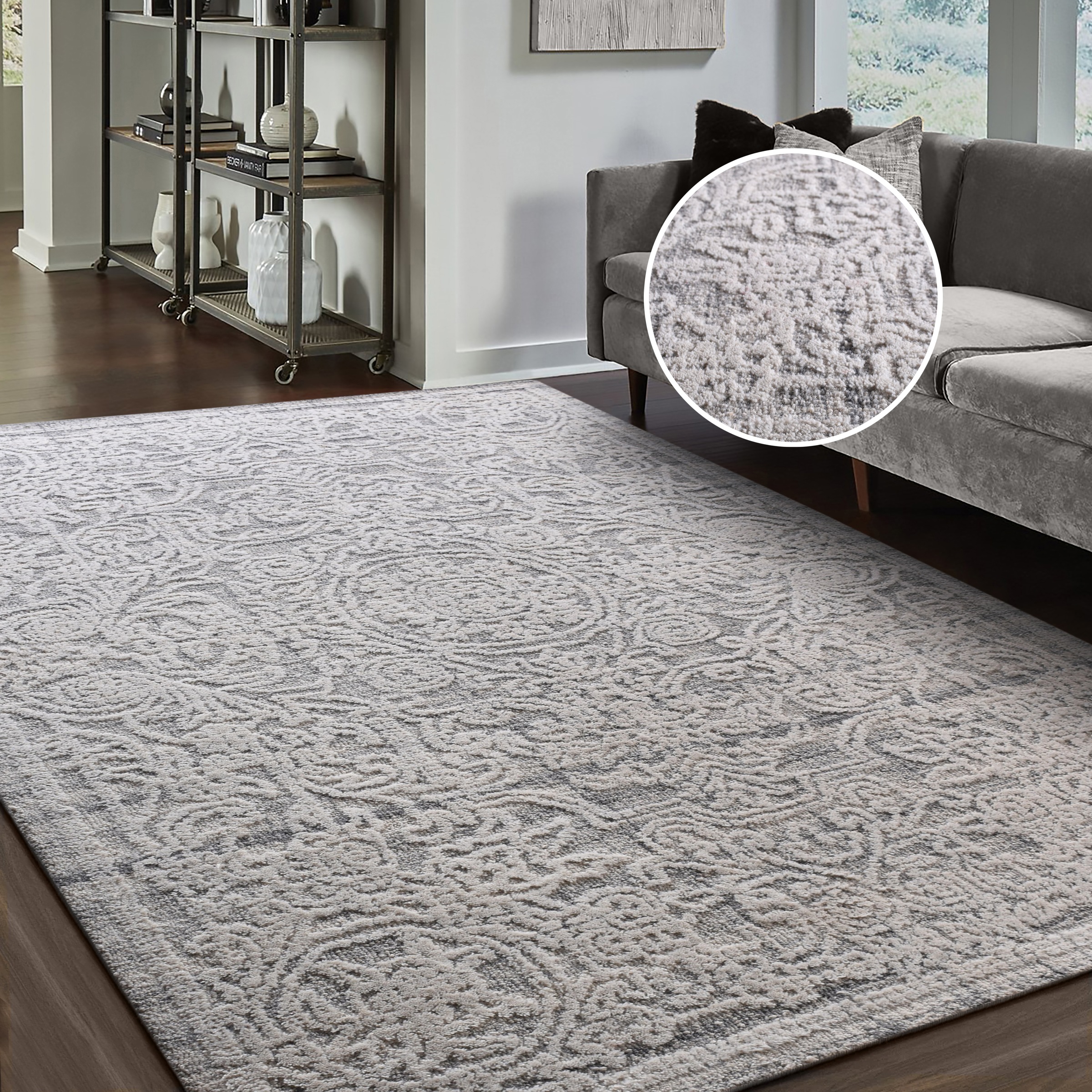 my home Wollteppich "Umea, handgefertigt, Wolle, Hoch-Tief-Struktur" rechte günstig online kaufen